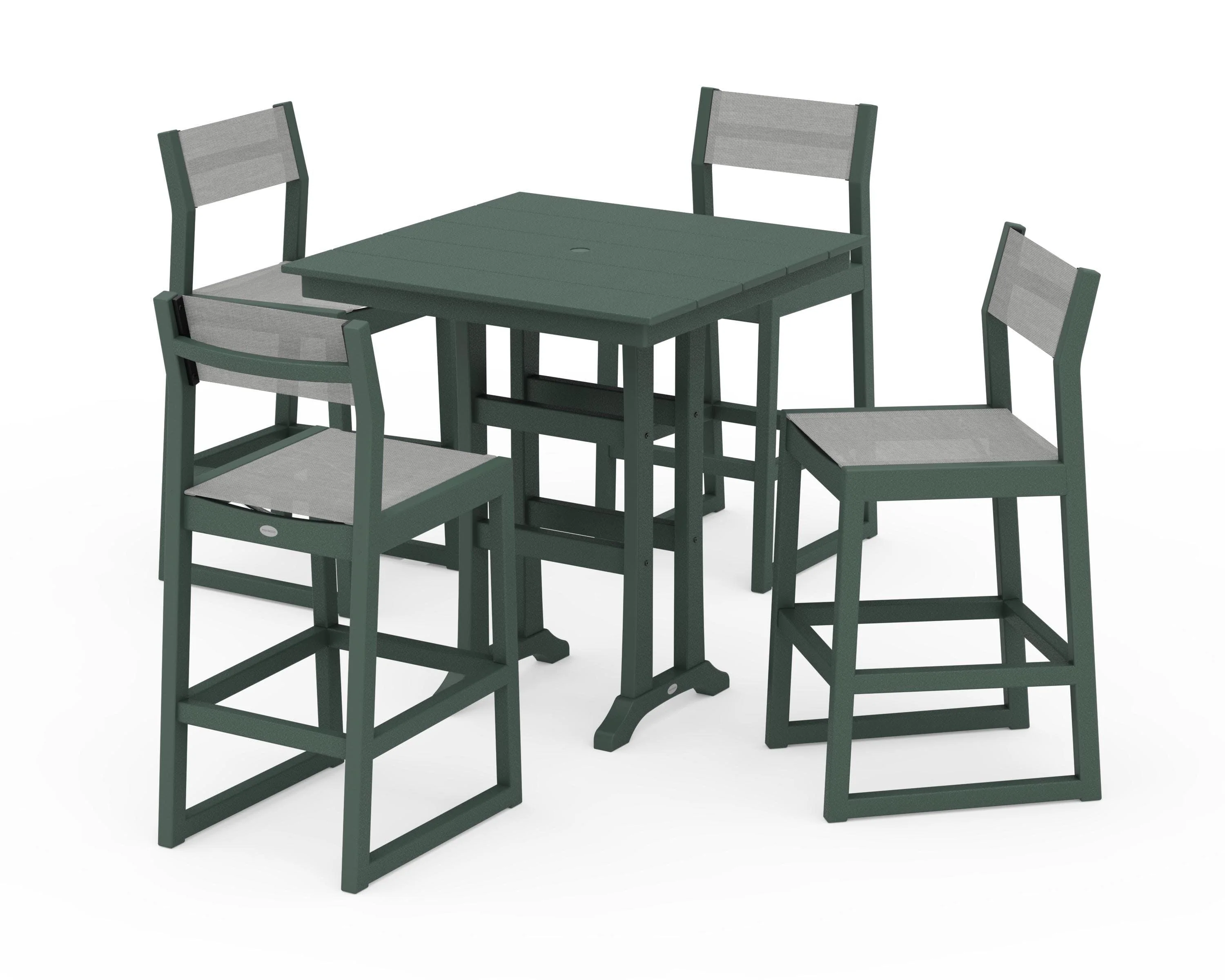 EDGE Sling Arm Chair 5-Piece Farmhouse Bar Set with Trestle Legs - Image 36