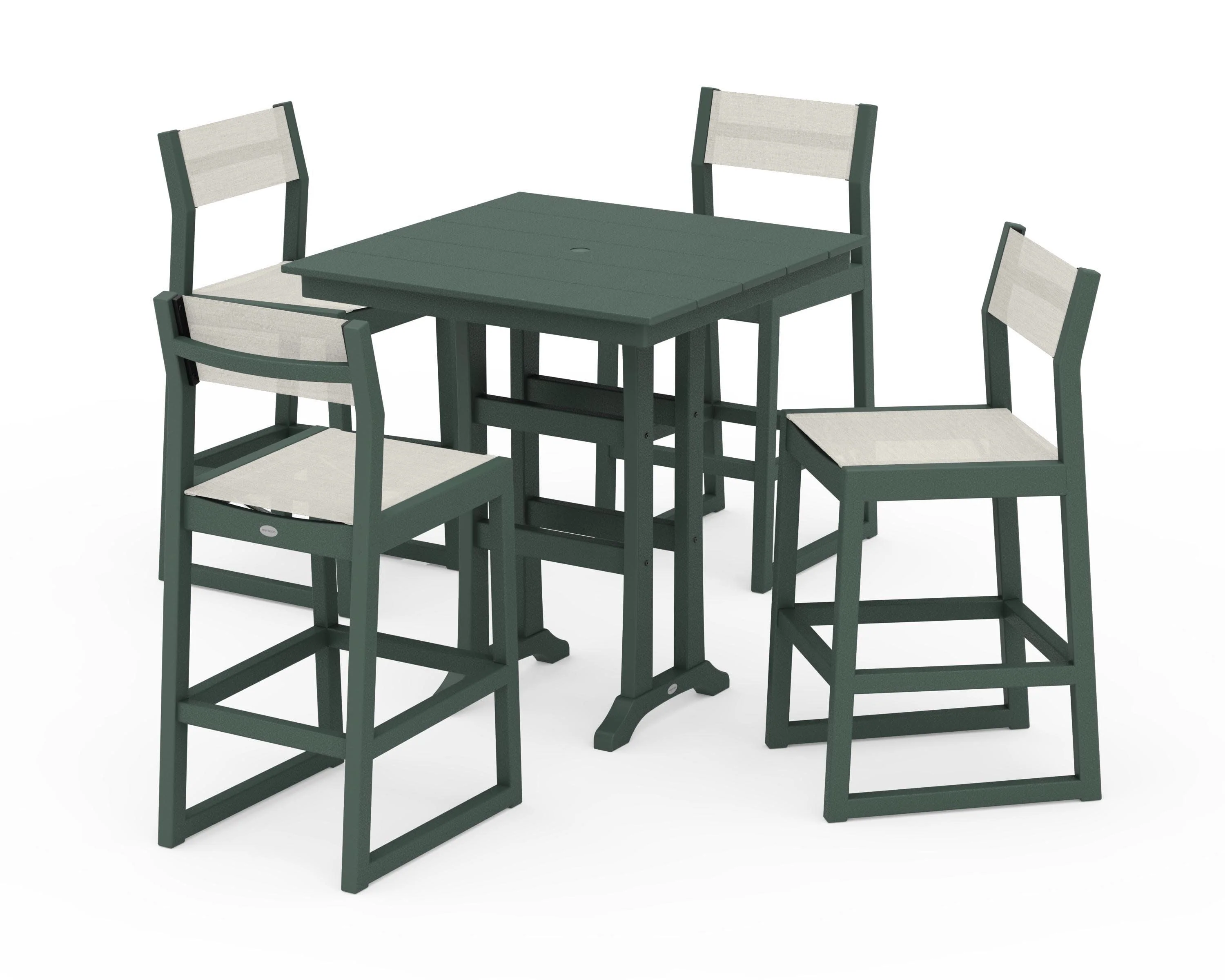 EDGE Sling Arm Chair 5-Piece Farmhouse Bar Set with Trestle Legs - Image 39