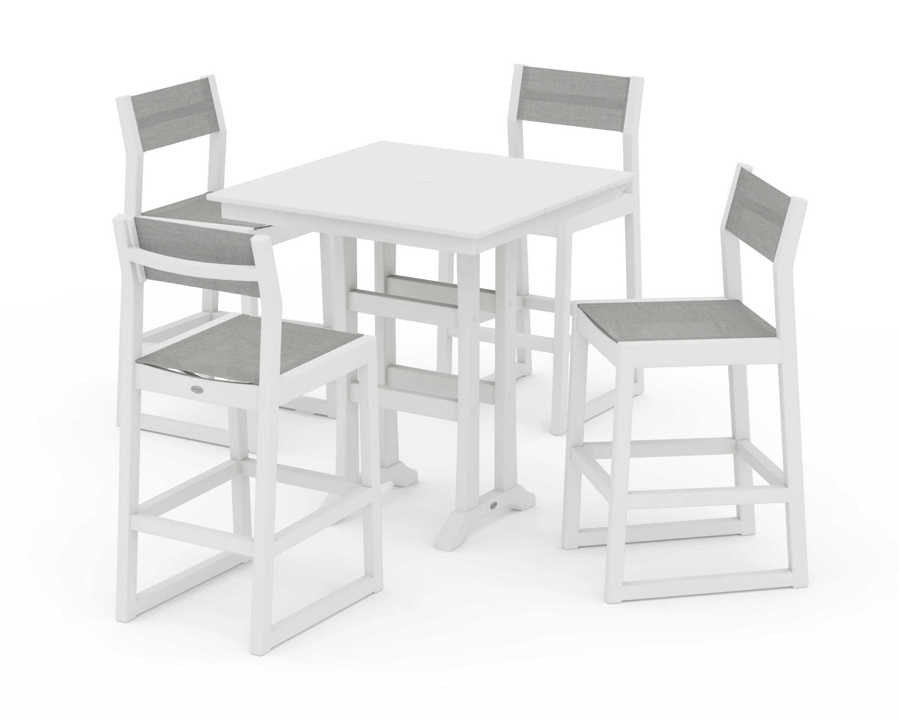 EDGE Sling Arm Chair 5-Piece Farmhouse Bar Set with Trestle Legs - Image 4