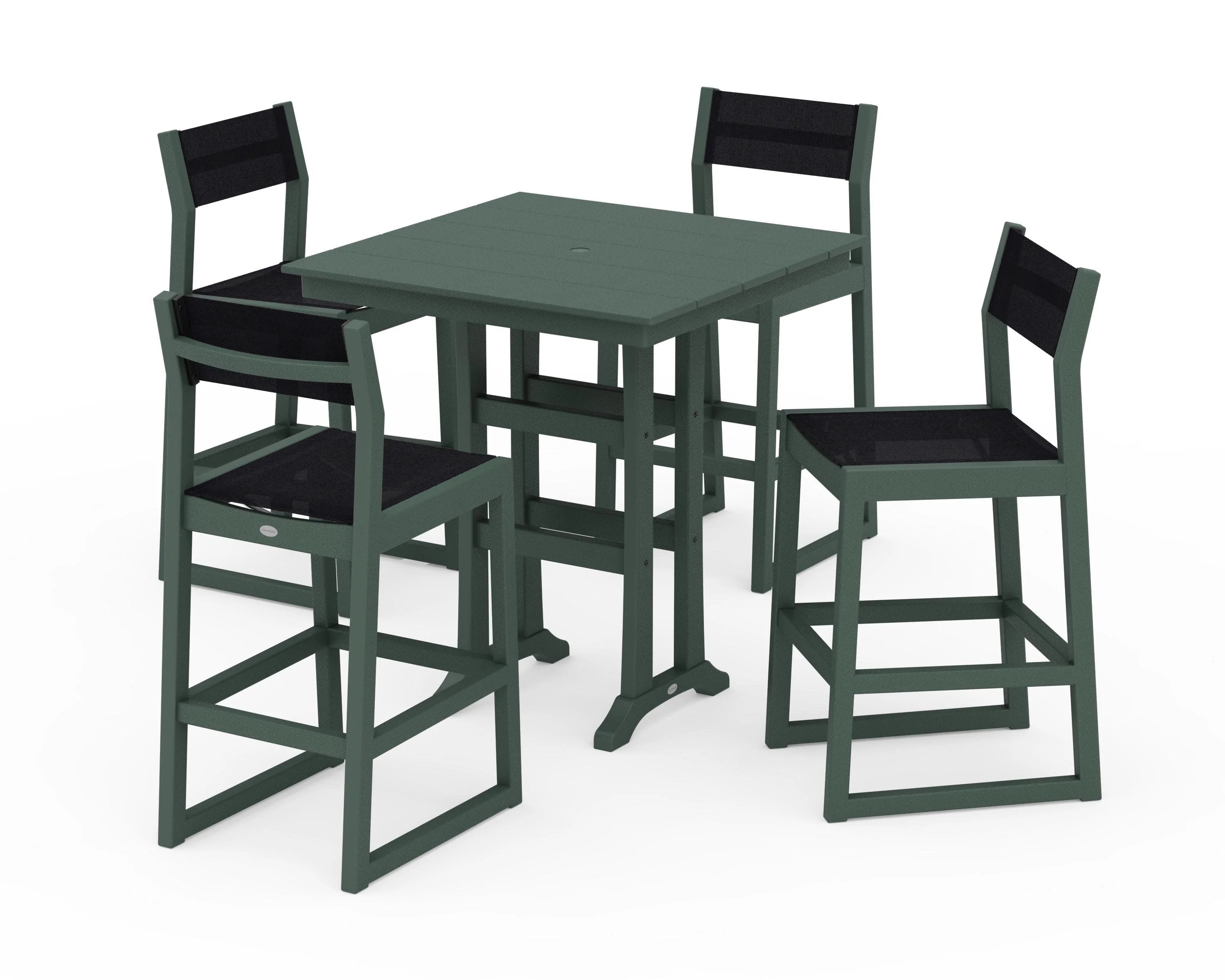 EDGE Sling Arm Chair 5-Piece Farmhouse Bar Set with Trestle Legs - Image 42