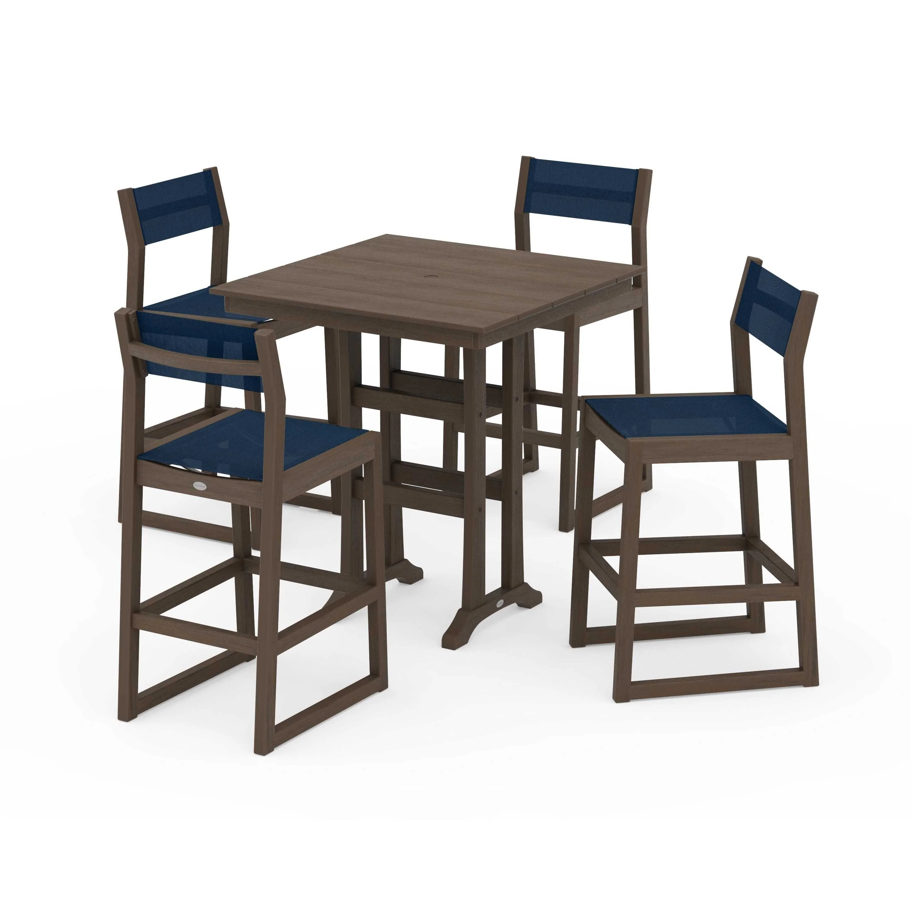 EDGE Sling Arm Chair 5-Piece Farmhouse Bar Set with Trestle Legs - Image 49