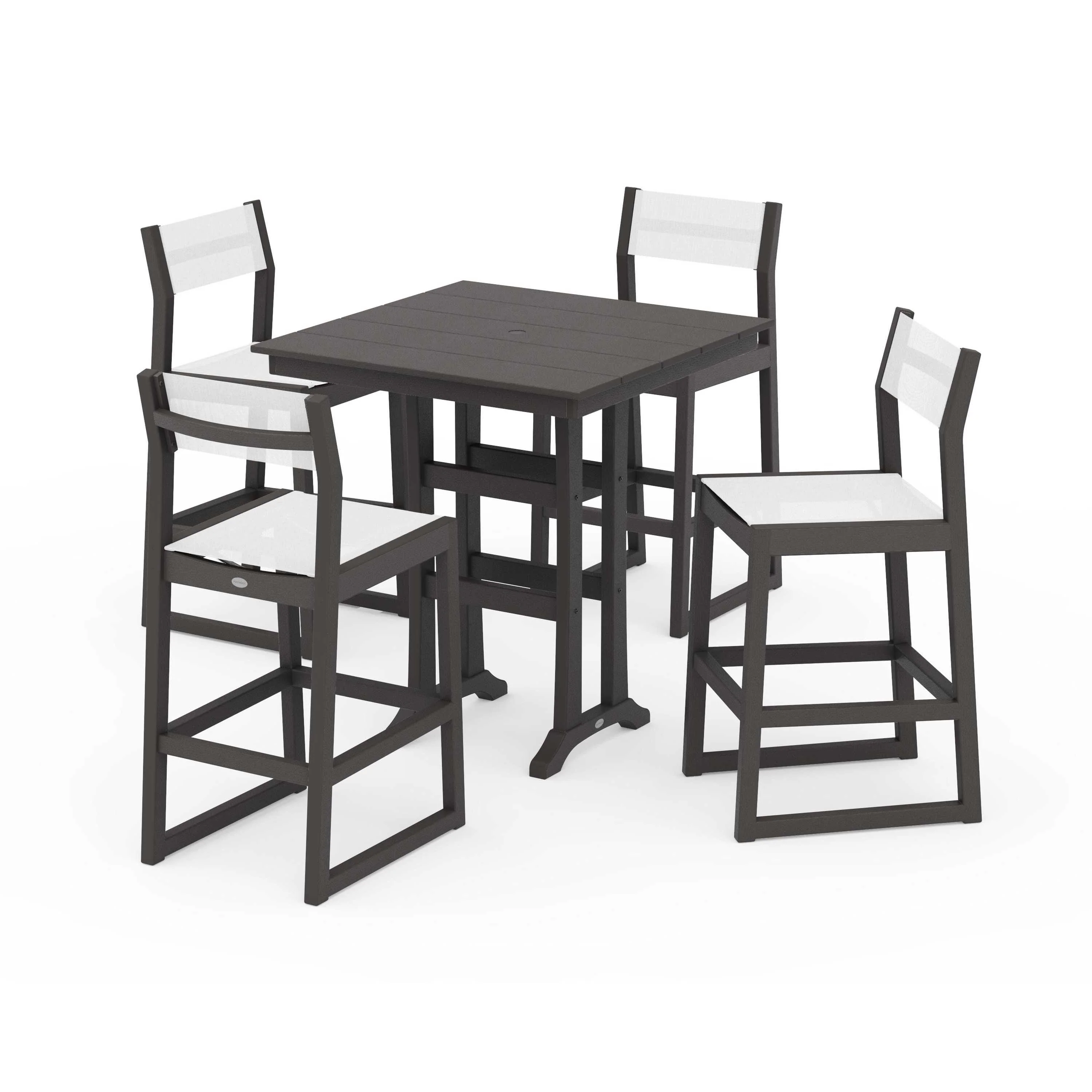 EDGE Sling Arm Chair 5-Piece Farmhouse Bar Set with Trestle Legs - Image 50