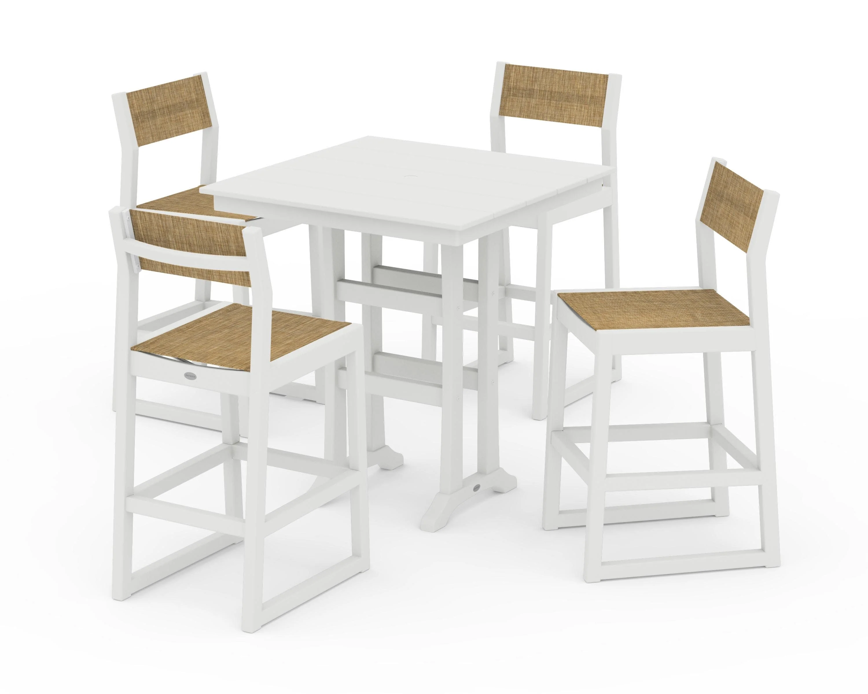 EDGE Sling Arm Chair 5-Piece Farmhouse Bar Set with Trestle Legs - Image 6