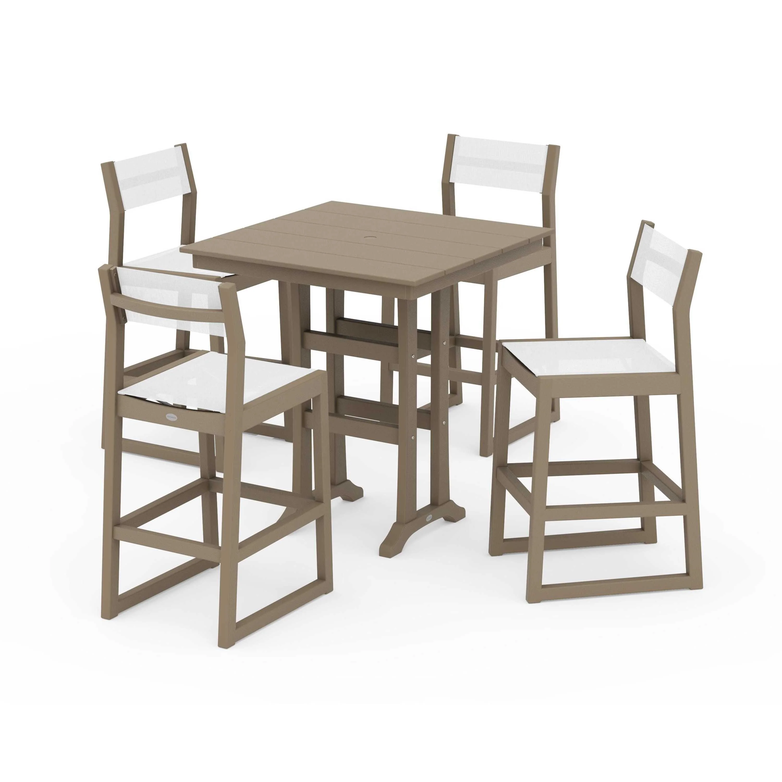 EDGE Sling Arm Chair 5-Piece Farmhouse Bar Set with Trestle Legs - Image 62