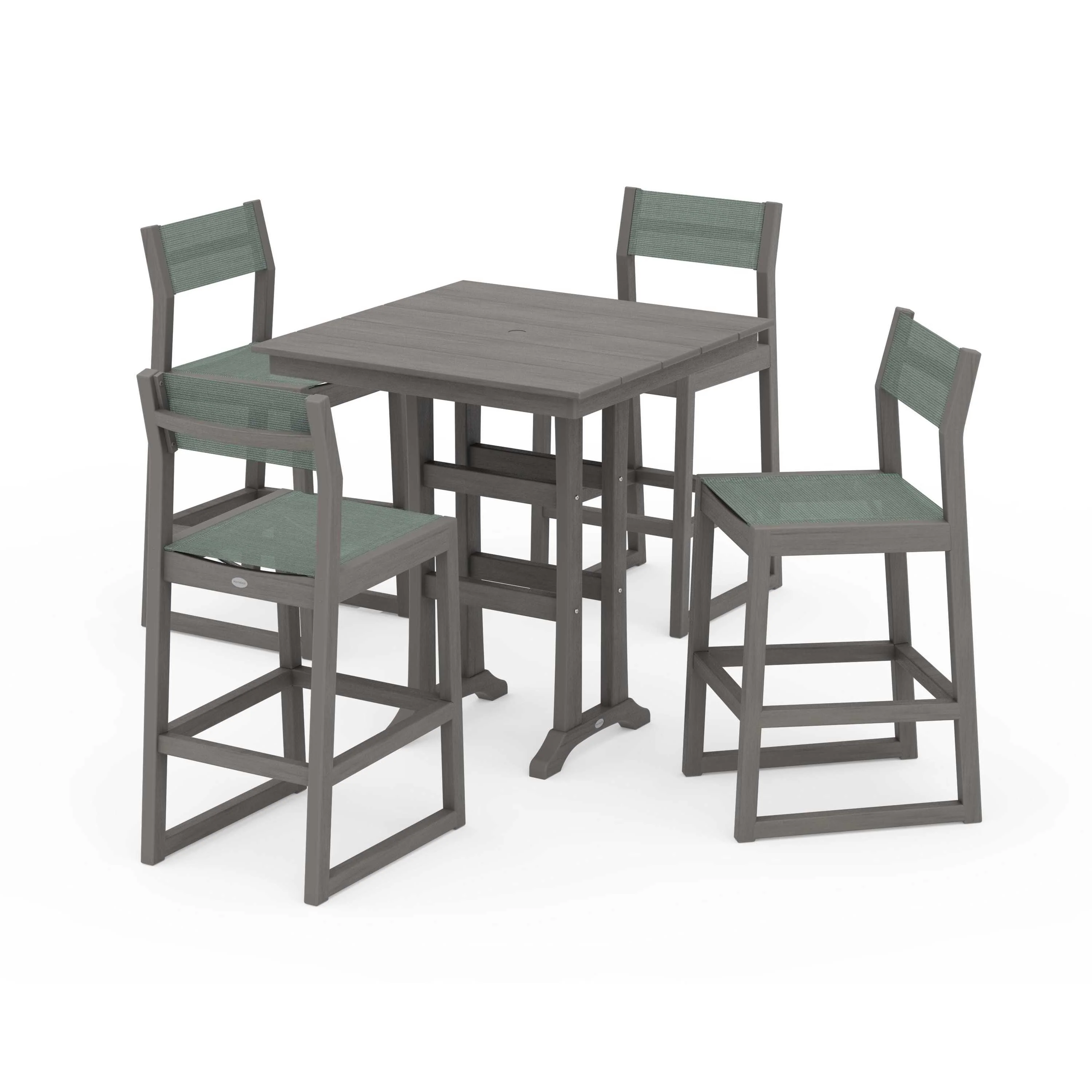 EDGE Sling Arm Chair 5-Piece Farmhouse Bar Set with Trestle Legs - Image 63