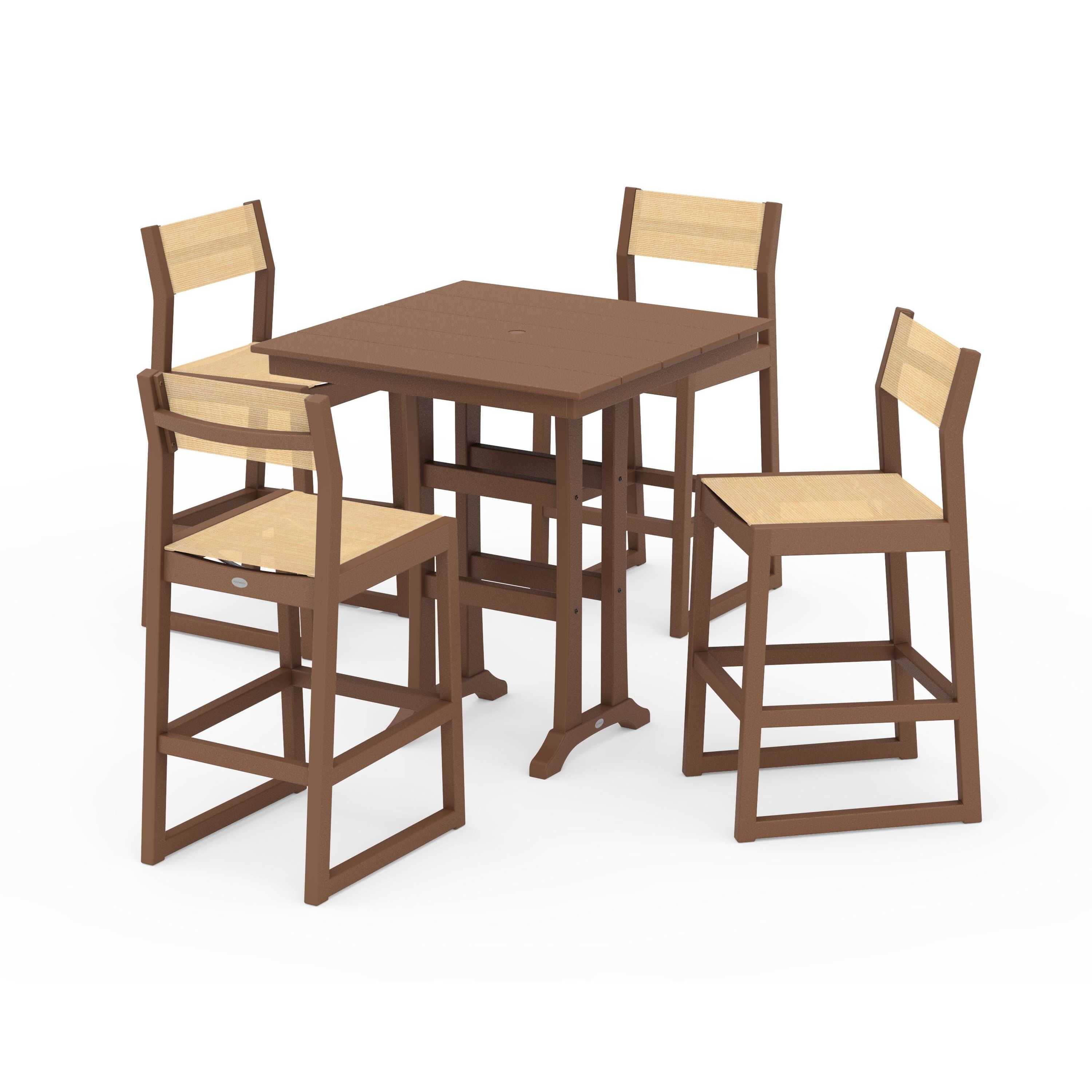 EDGE Sling Arm Chair 5-Piece Farmhouse Bar Set with Trestle Legs - Image 65