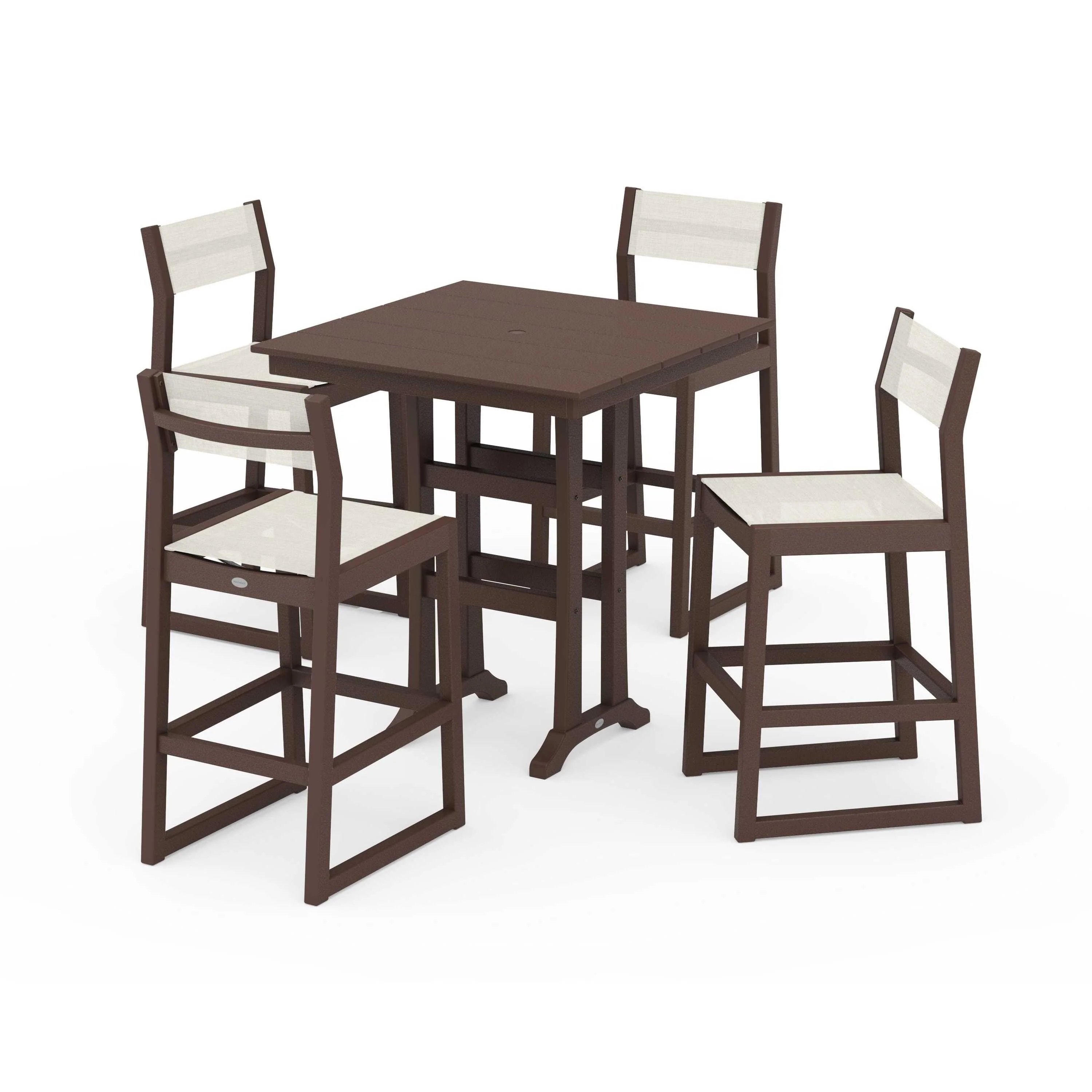 EDGE Sling Arm Chair 5-Piece Farmhouse Bar Set with Trestle Legs - Image 67