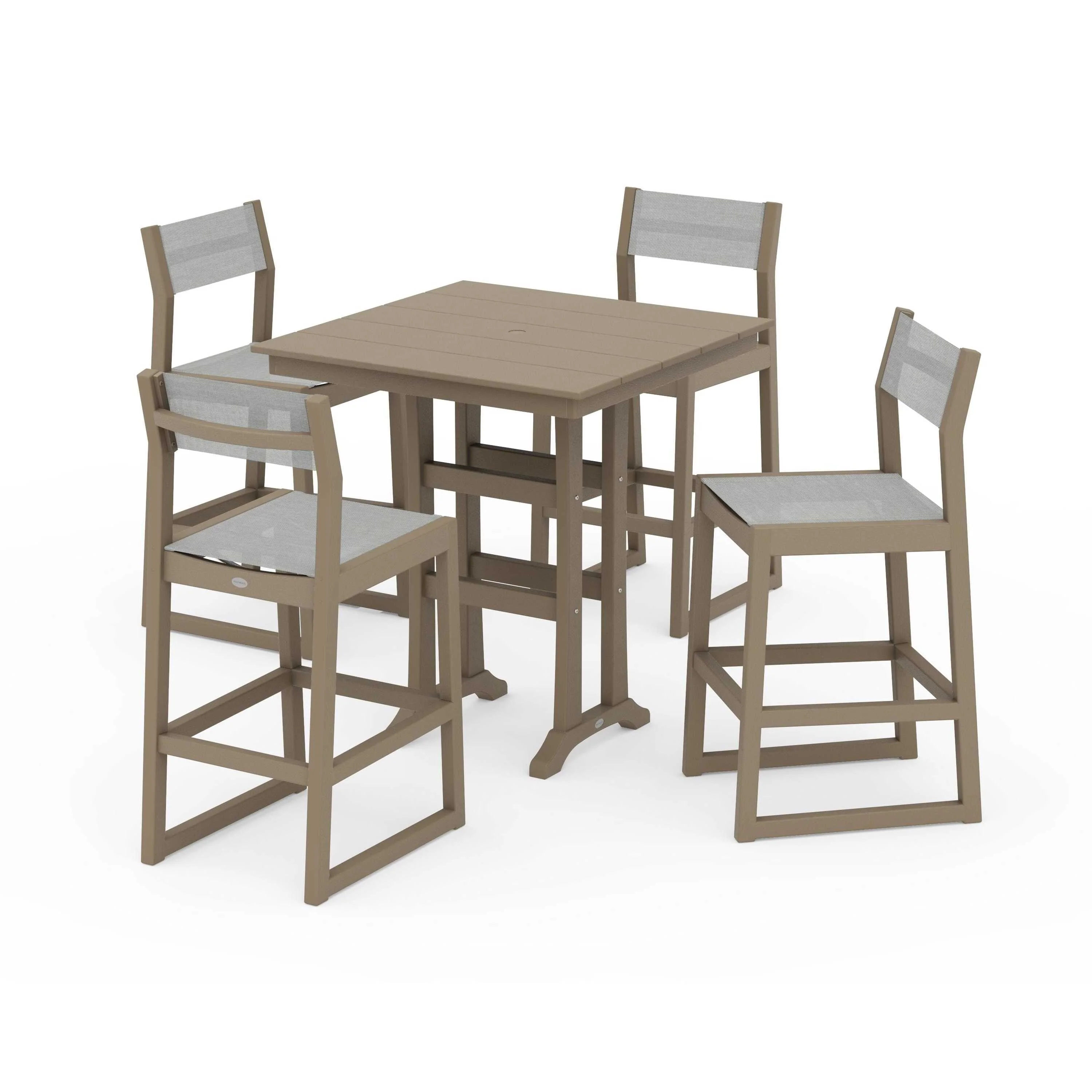 EDGE Sling Arm Chair 5-Piece Farmhouse Bar Set with Trestle Legs - Image 77