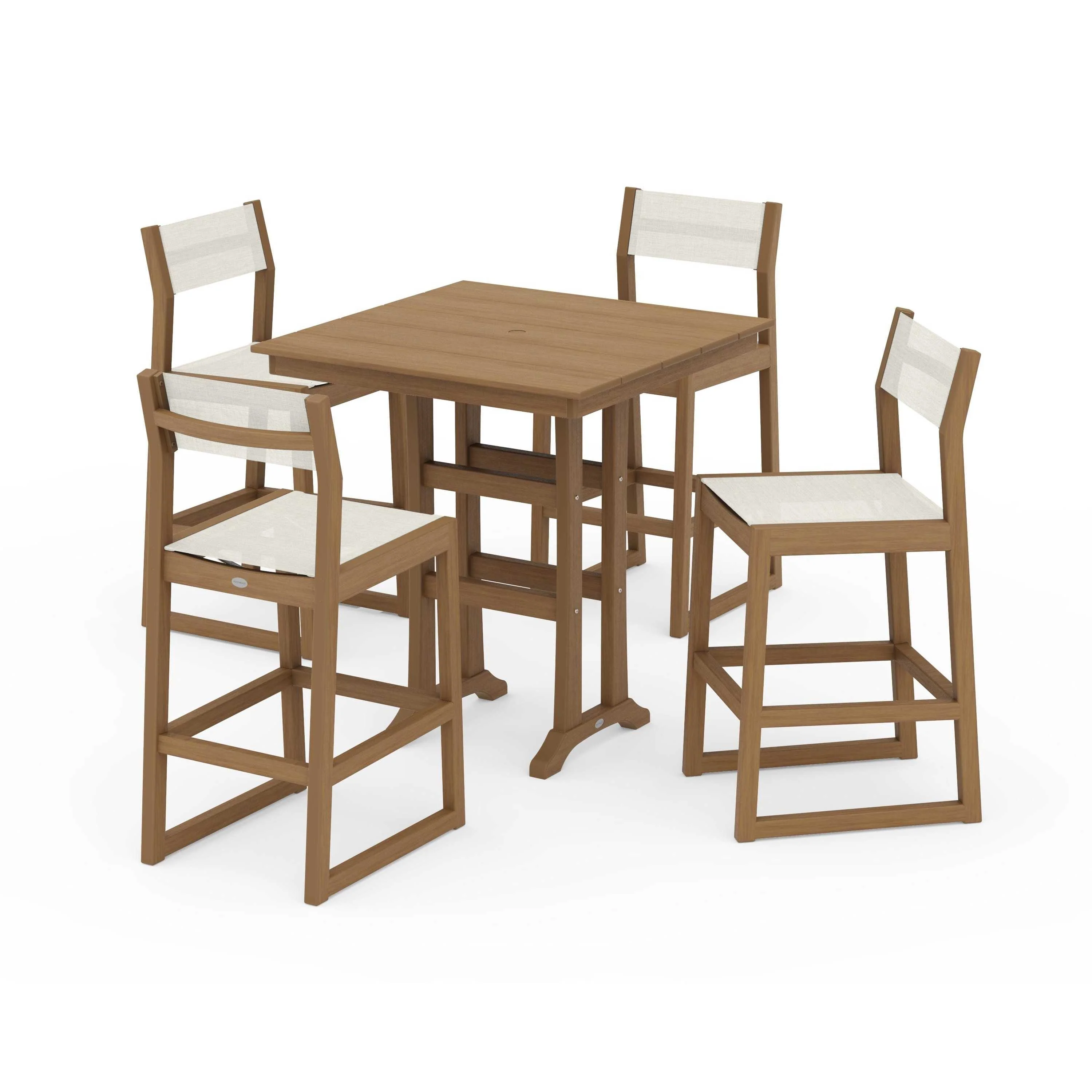 EDGE Sling Arm Chair 5-Piece Farmhouse Bar Set with Trestle Legs - Image 79