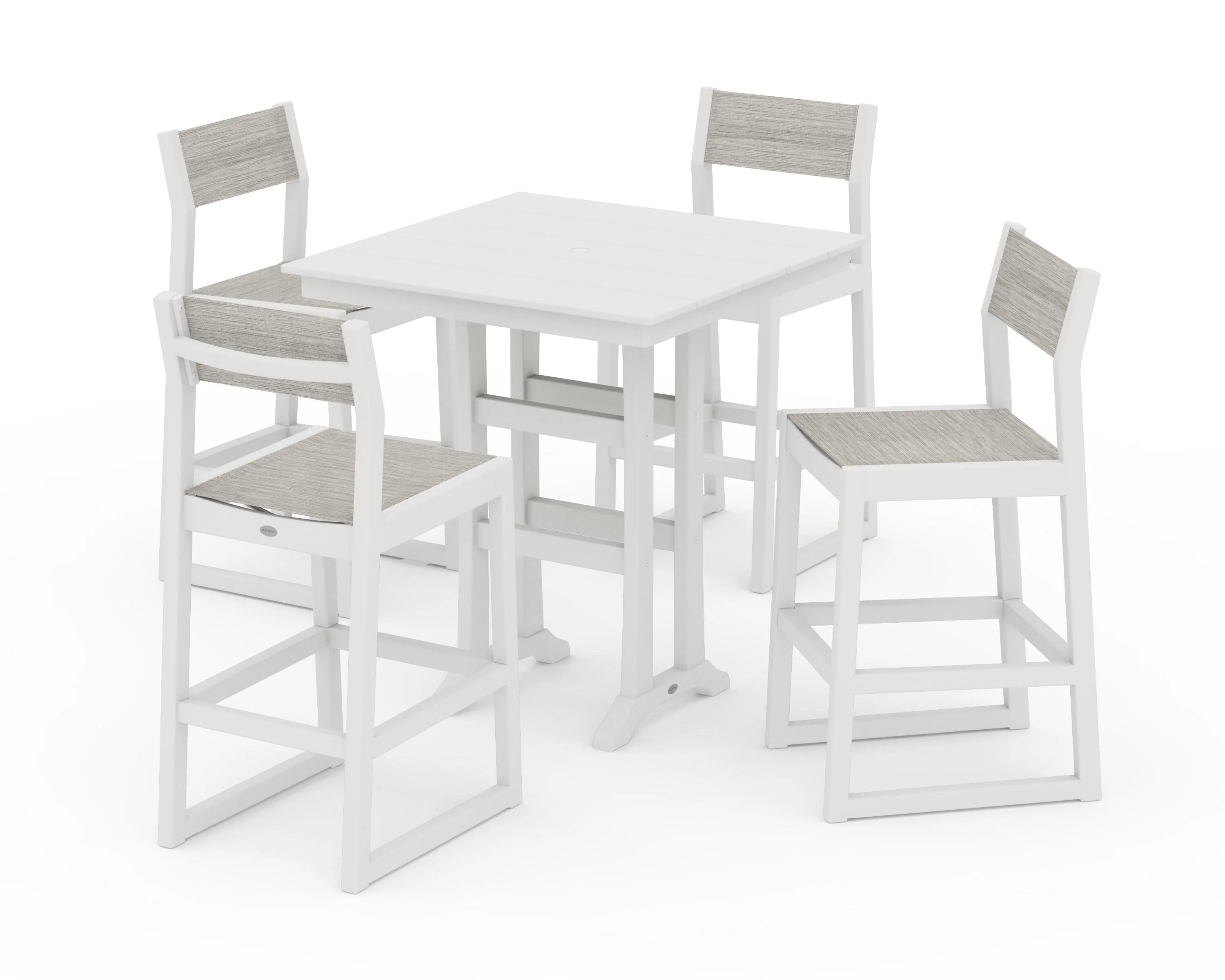 EDGE Sling Arm Chair 5-Piece Farmhouse Bar Set with Trestle Legs - Image 8