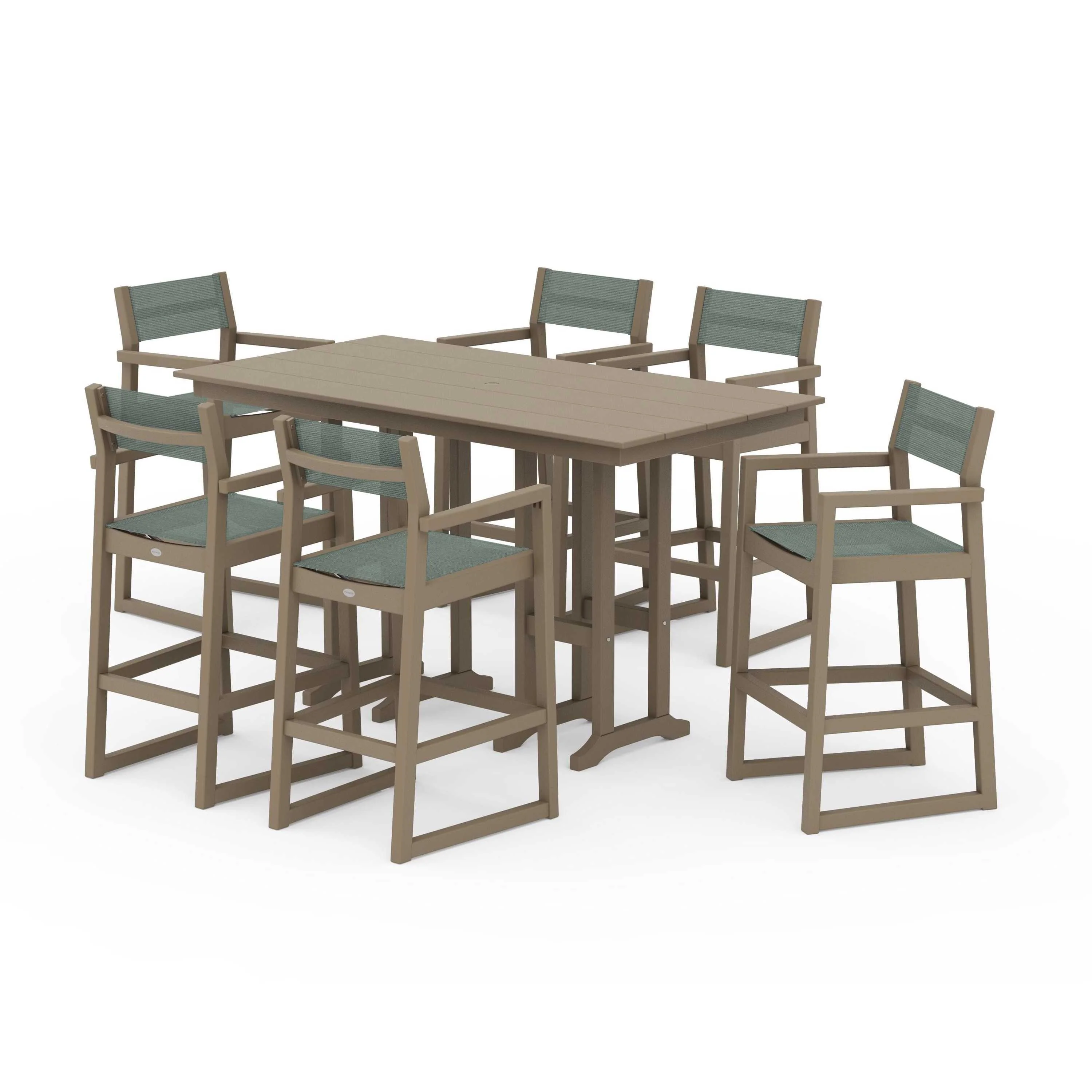 EDGE Sling Arm Chair 7-Piece Farmhouse Bar Set - Image 110