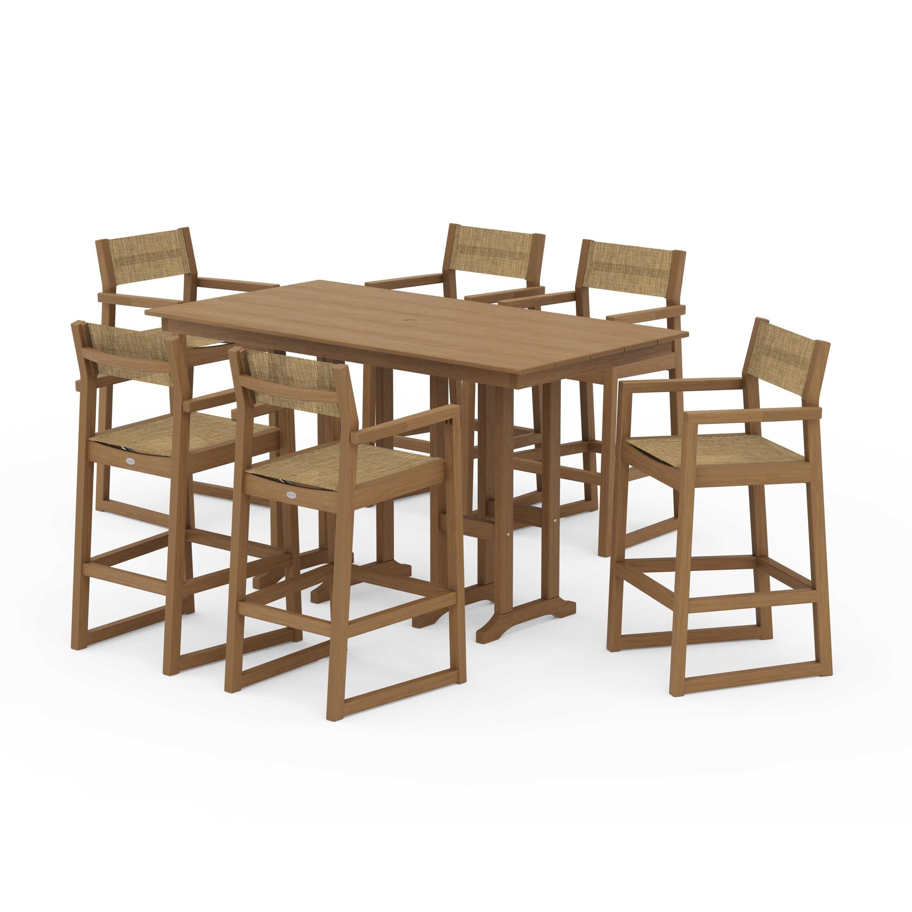 EDGE Sling Arm Chair 7-Piece Farmhouse Bar Set - Image 116