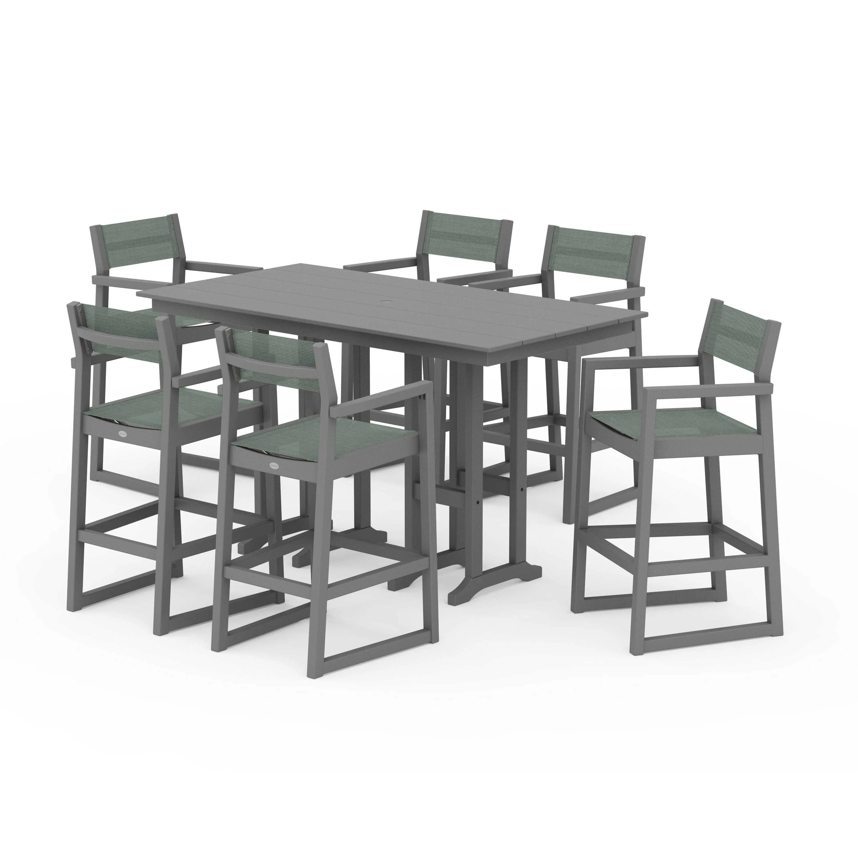 EDGE Sling Arm Chair 7-Piece Farmhouse Bar Set - Image 133