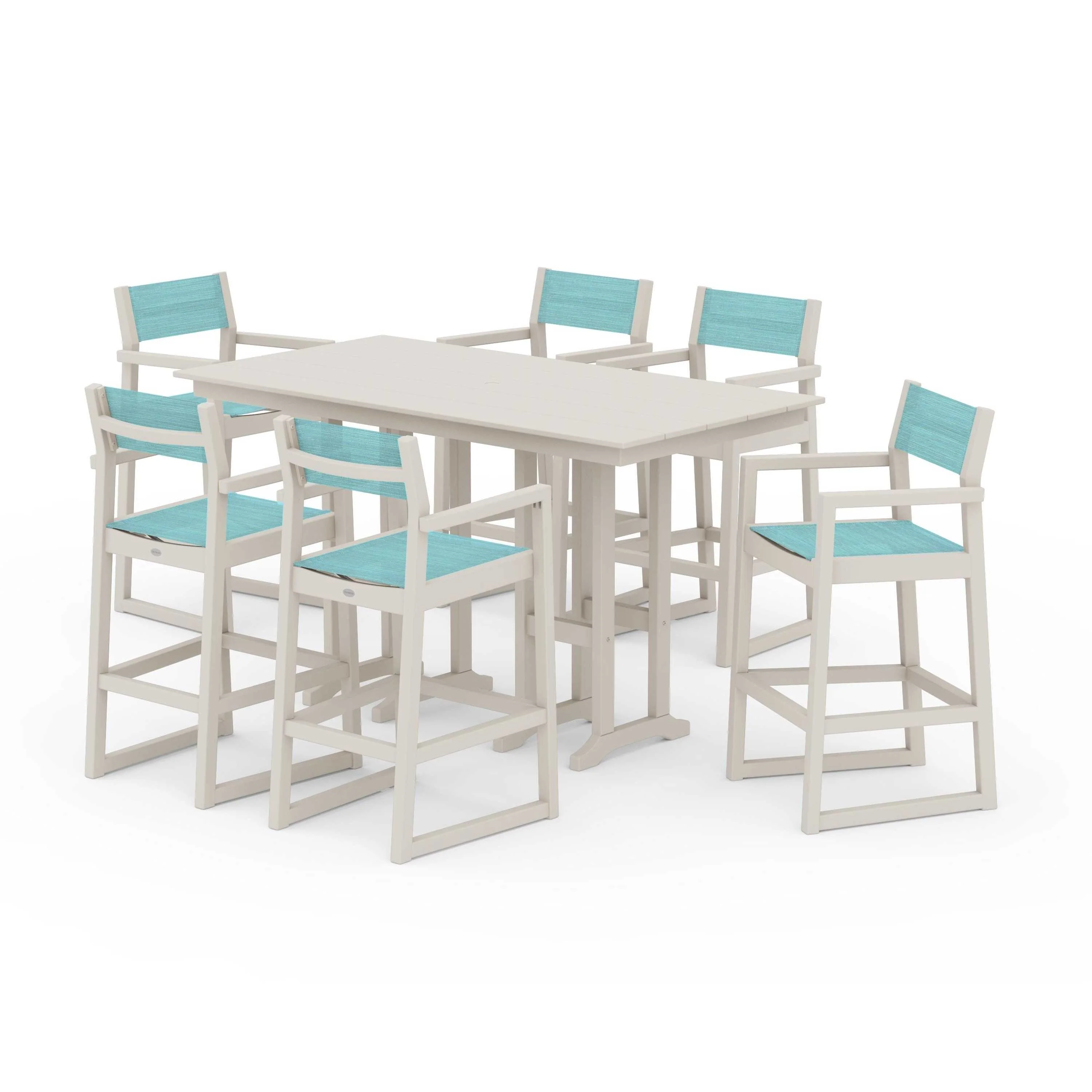 EDGE Sling Arm Chair 7-Piece Farmhouse Bar Set - Image 137