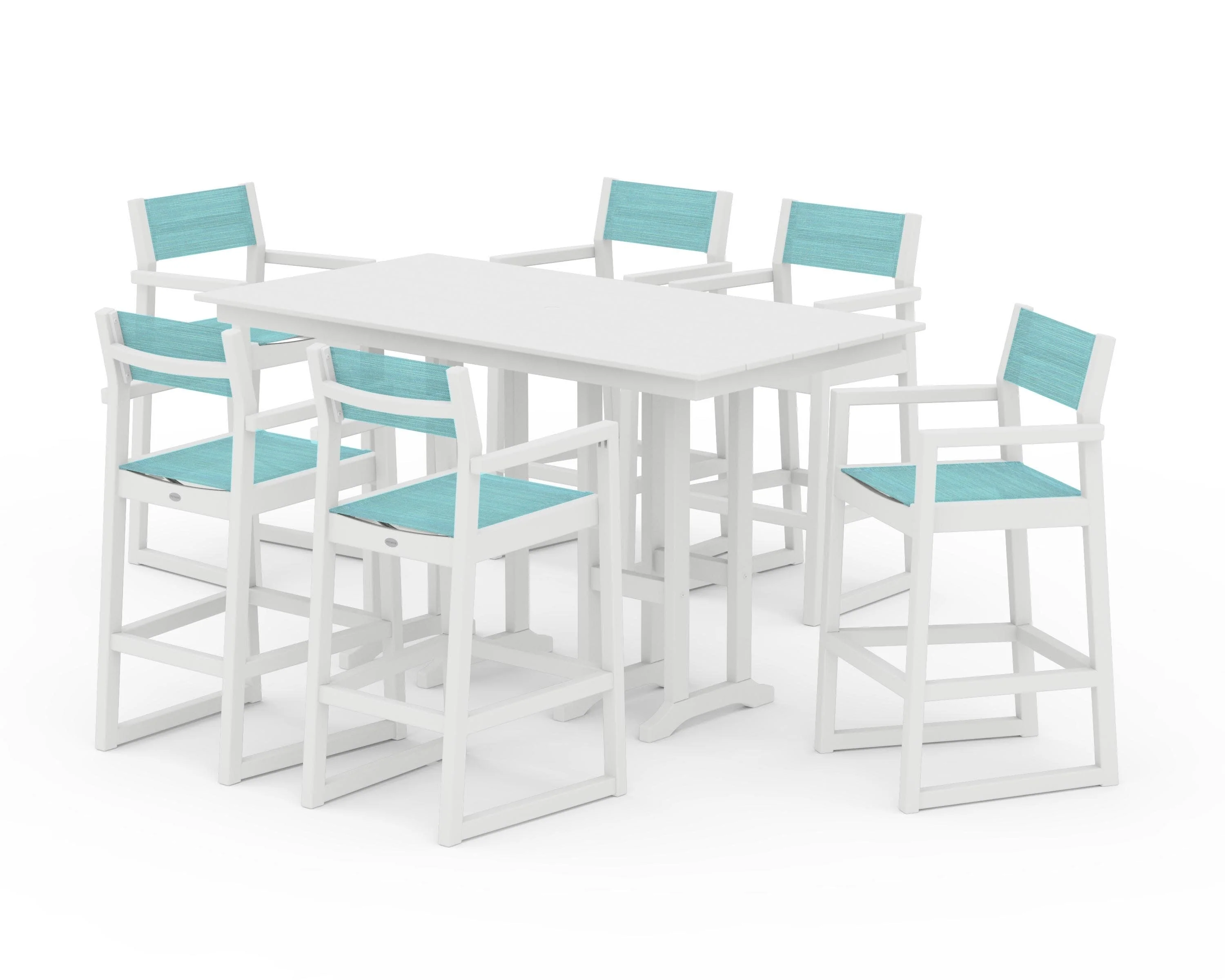 EDGE Sling Arm Chair 7-Piece Farmhouse Bar Set - Image 36