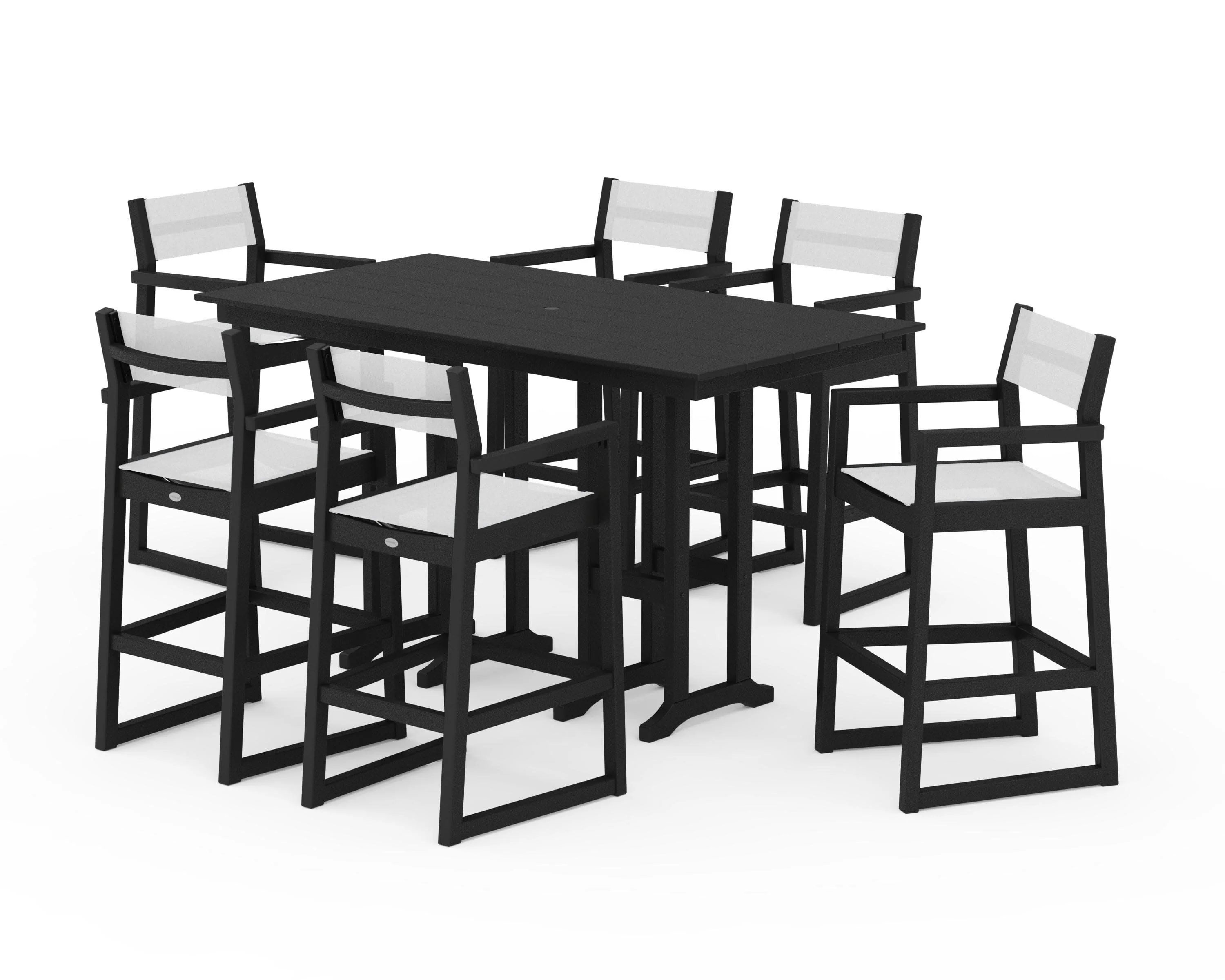 EDGE Sling Arm Chair 7-Piece Farmhouse Bar Set - Image 40