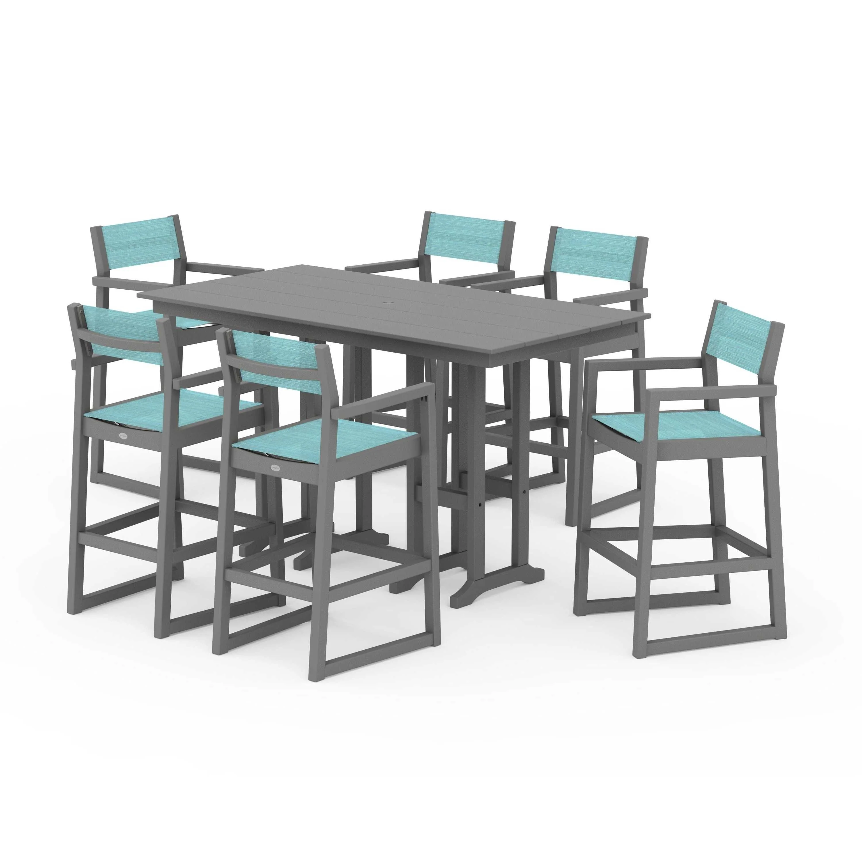 EDGE Sling Arm Chair 7-Piece Farmhouse Bar Set - Image 48