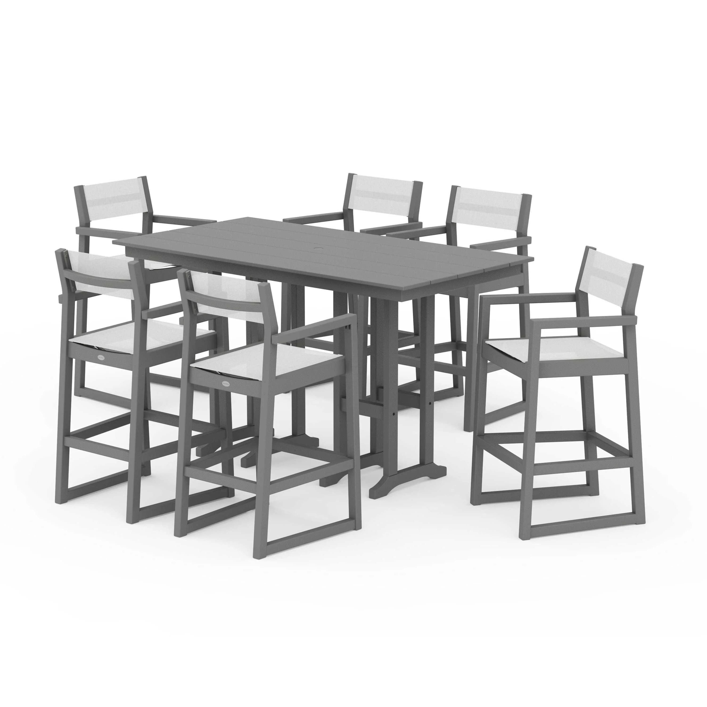 EDGE Sling Arm Chair 7-Piece Farmhouse Bar Set - Image 49