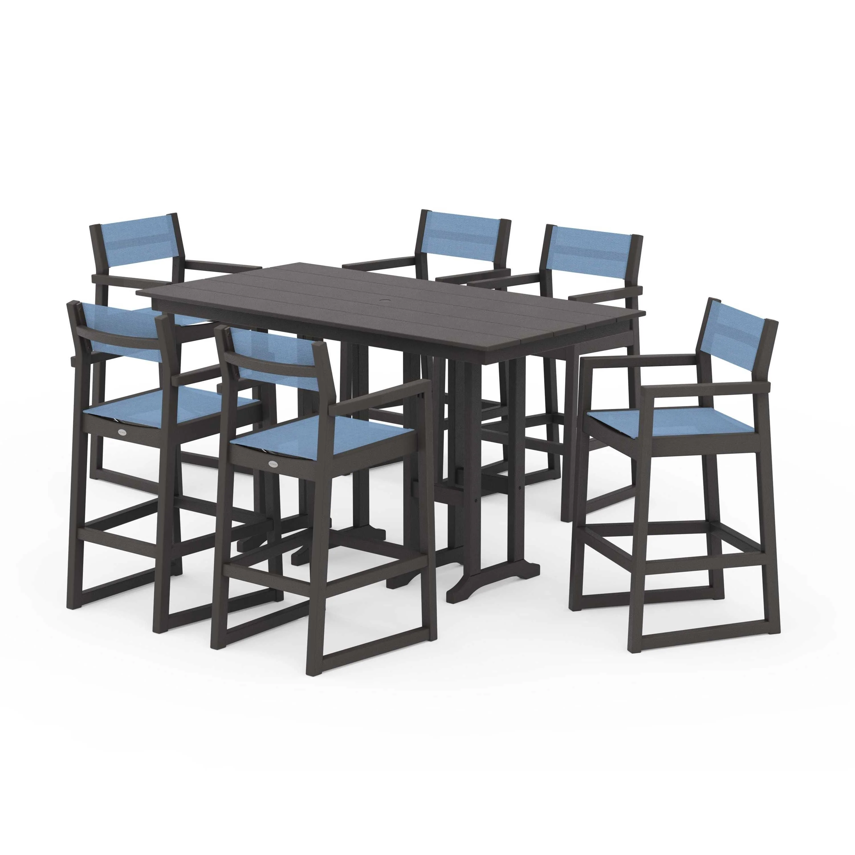 EDGE Sling Arm Chair 7-Piece Farmhouse Bar Set - Image 63