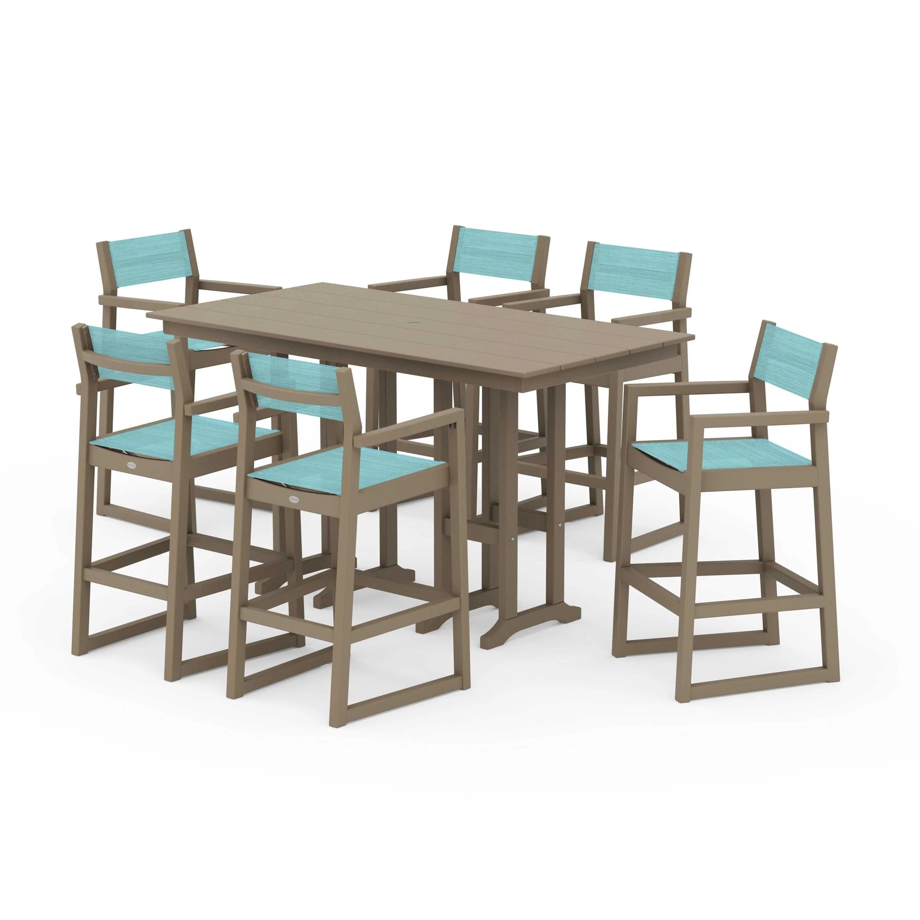 EDGE Sling Arm Chair 7-Piece Farmhouse Bar Set - Image 65