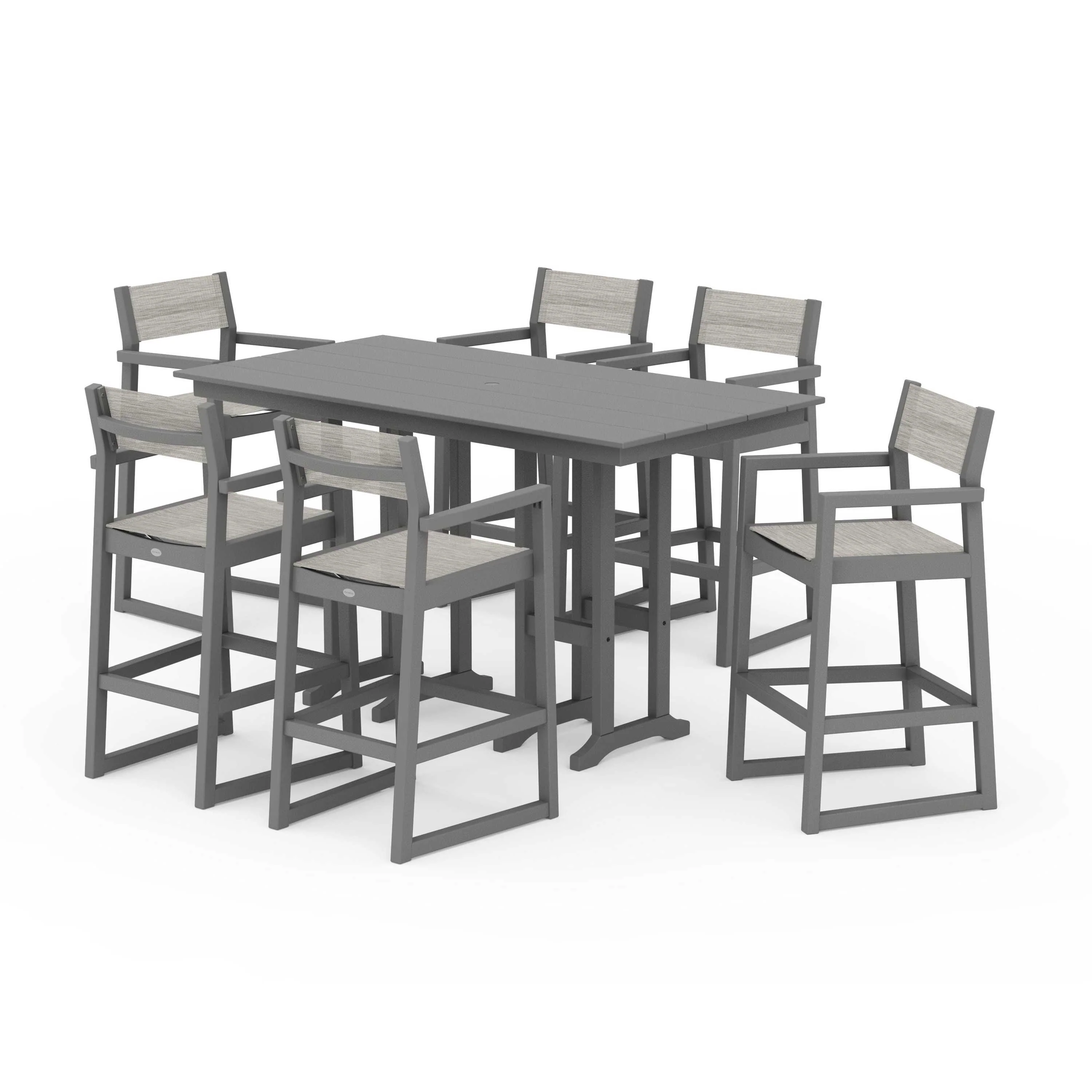 EDGE Sling Arm Chair 7-Piece Farmhouse Bar Set - Image 68