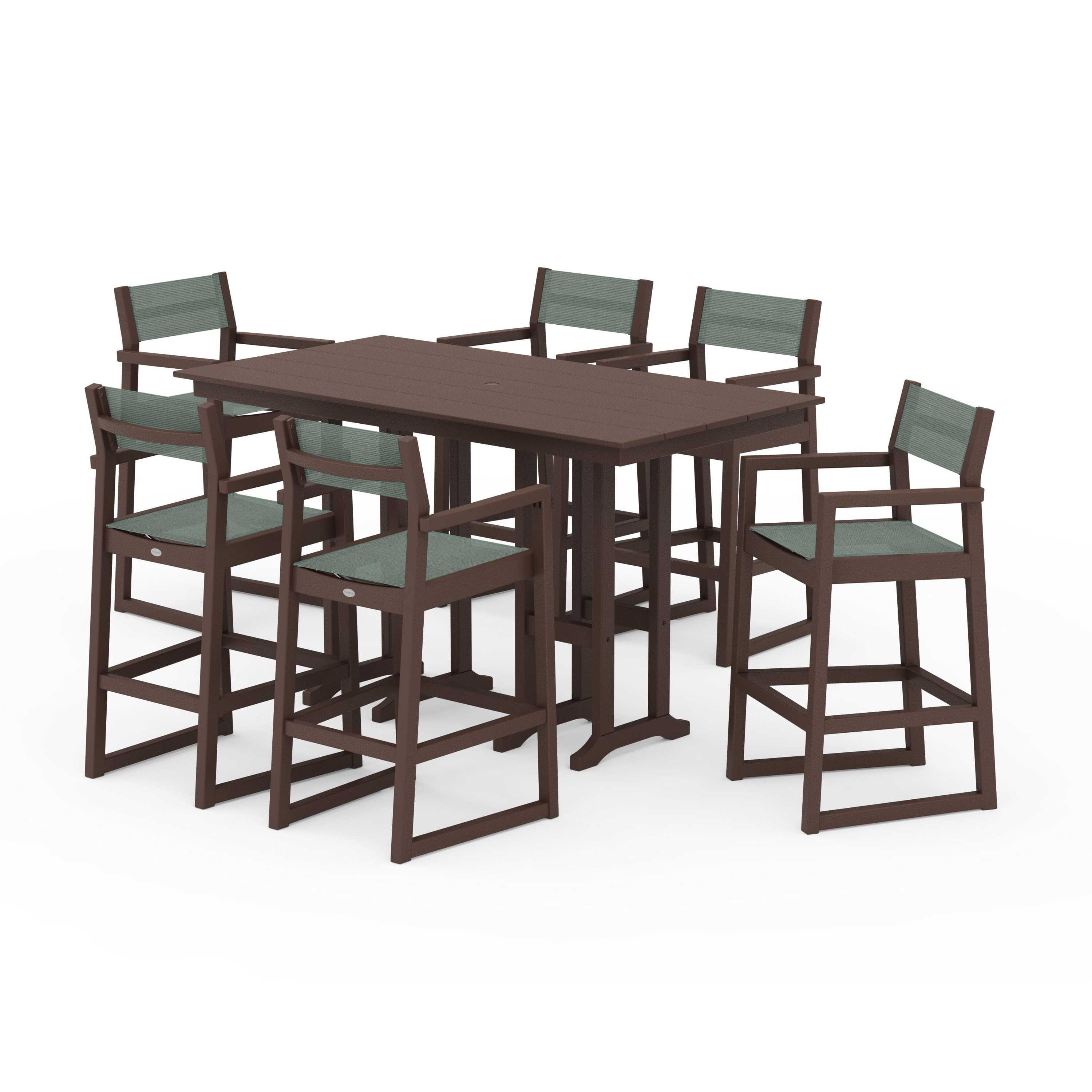 EDGE Sling Arm Chair 7-Piece Farmhouse Bar Set - Image 72