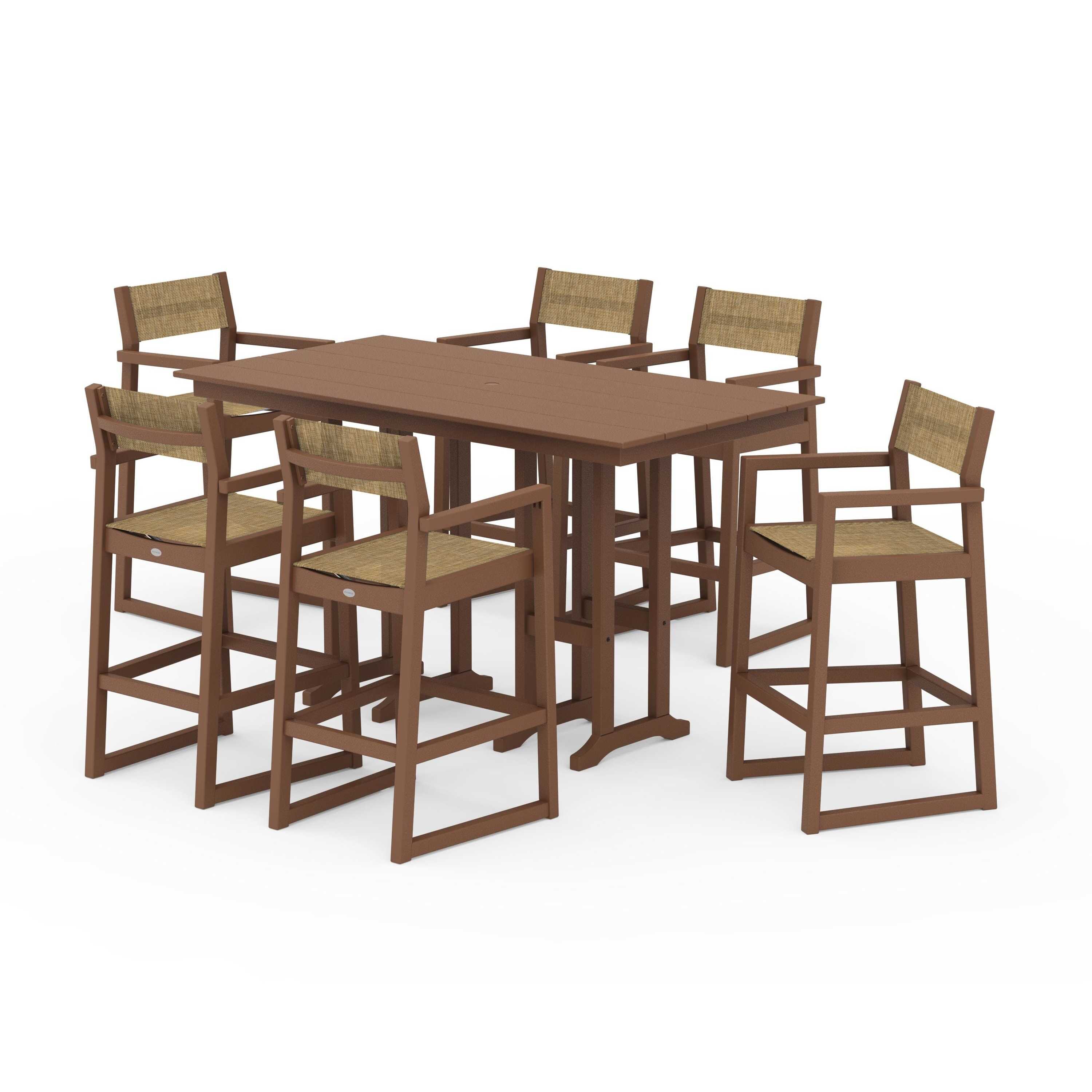EDGE Sling Arm Chair 7-Piece Farmhouse Bar Set - Image 79