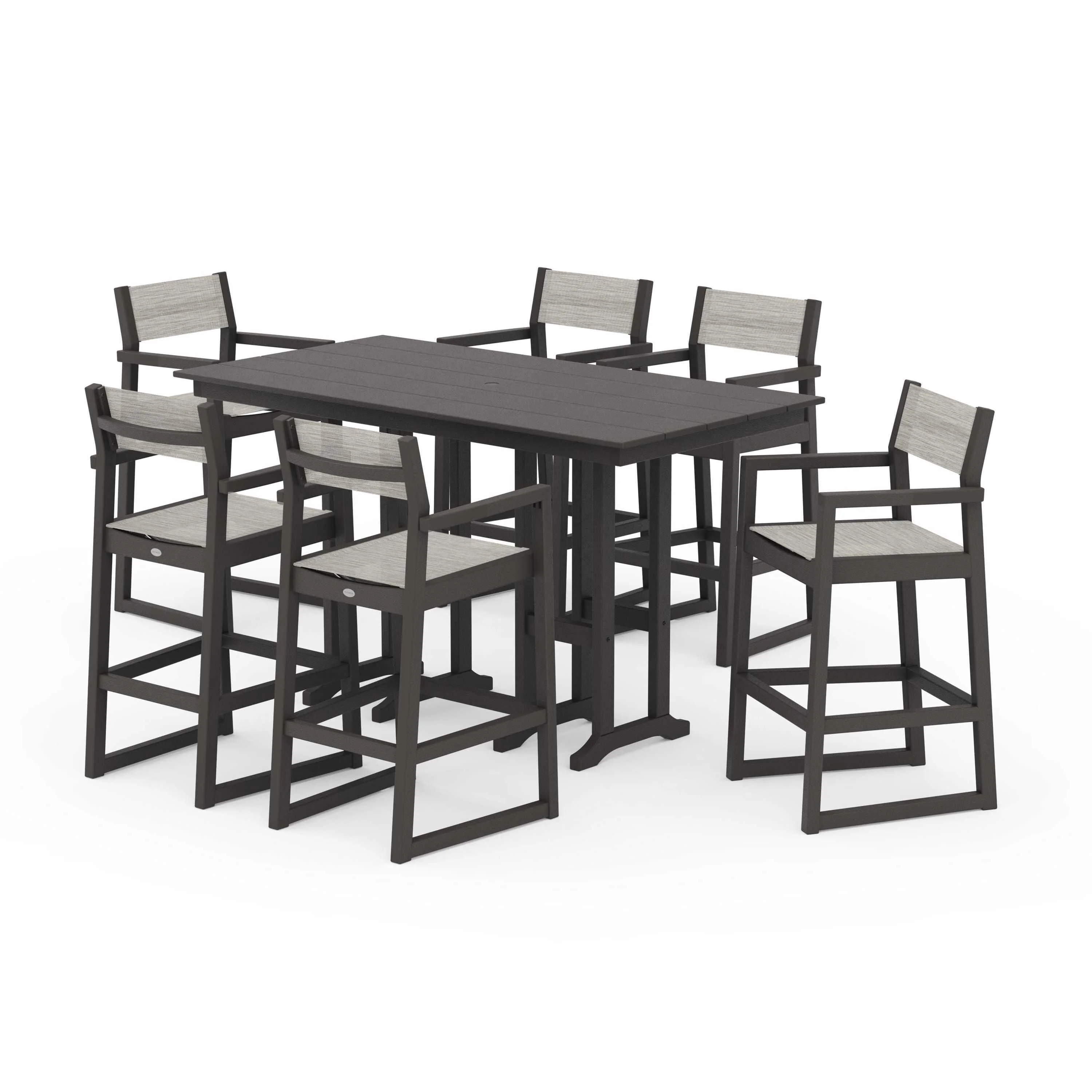 EDGE Sling Arm Chair 7-Piece Farmhouse Bar Set - Image 80