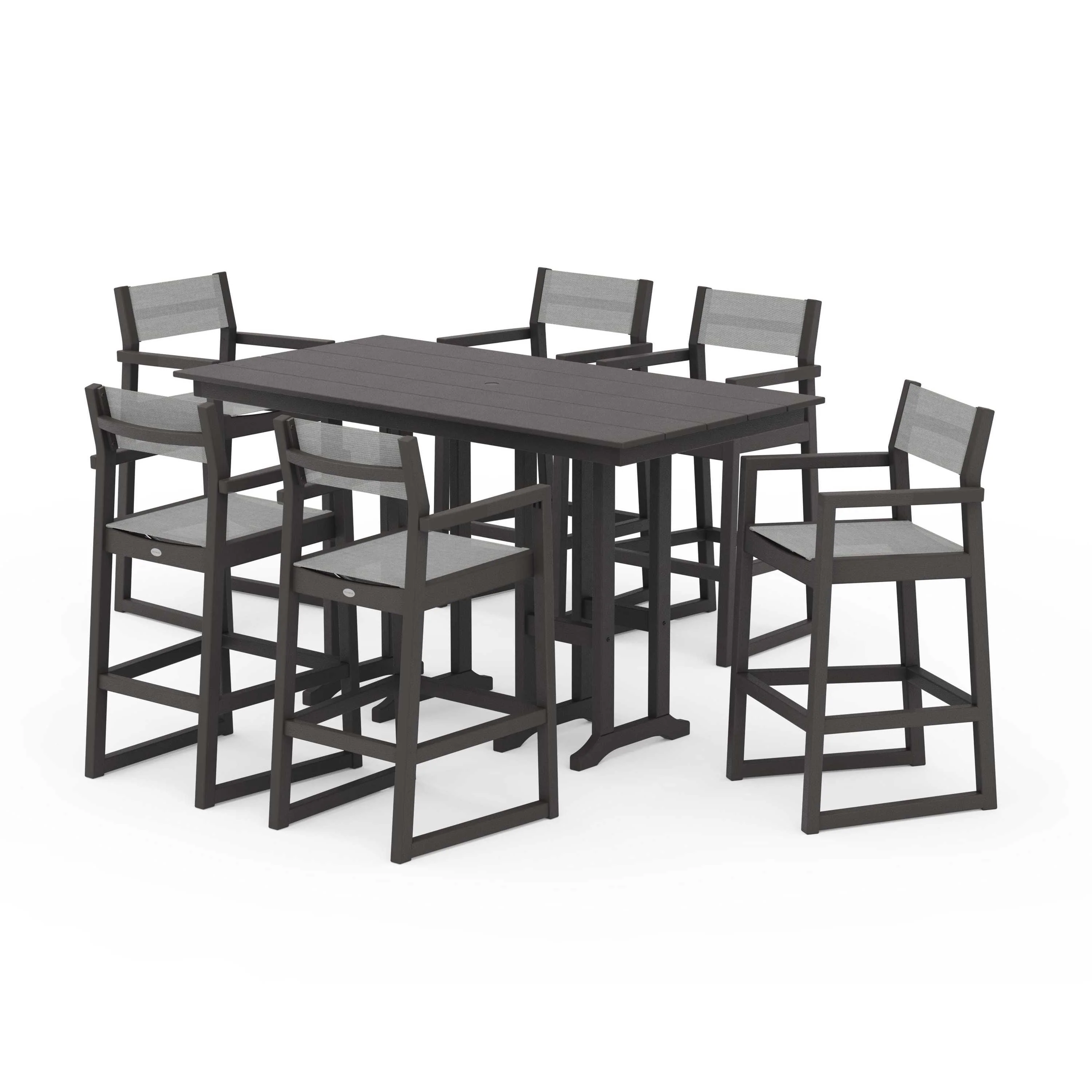 EDGE Sling Arm Chair 7-Piece Farmhouse Bar Set - Image 81