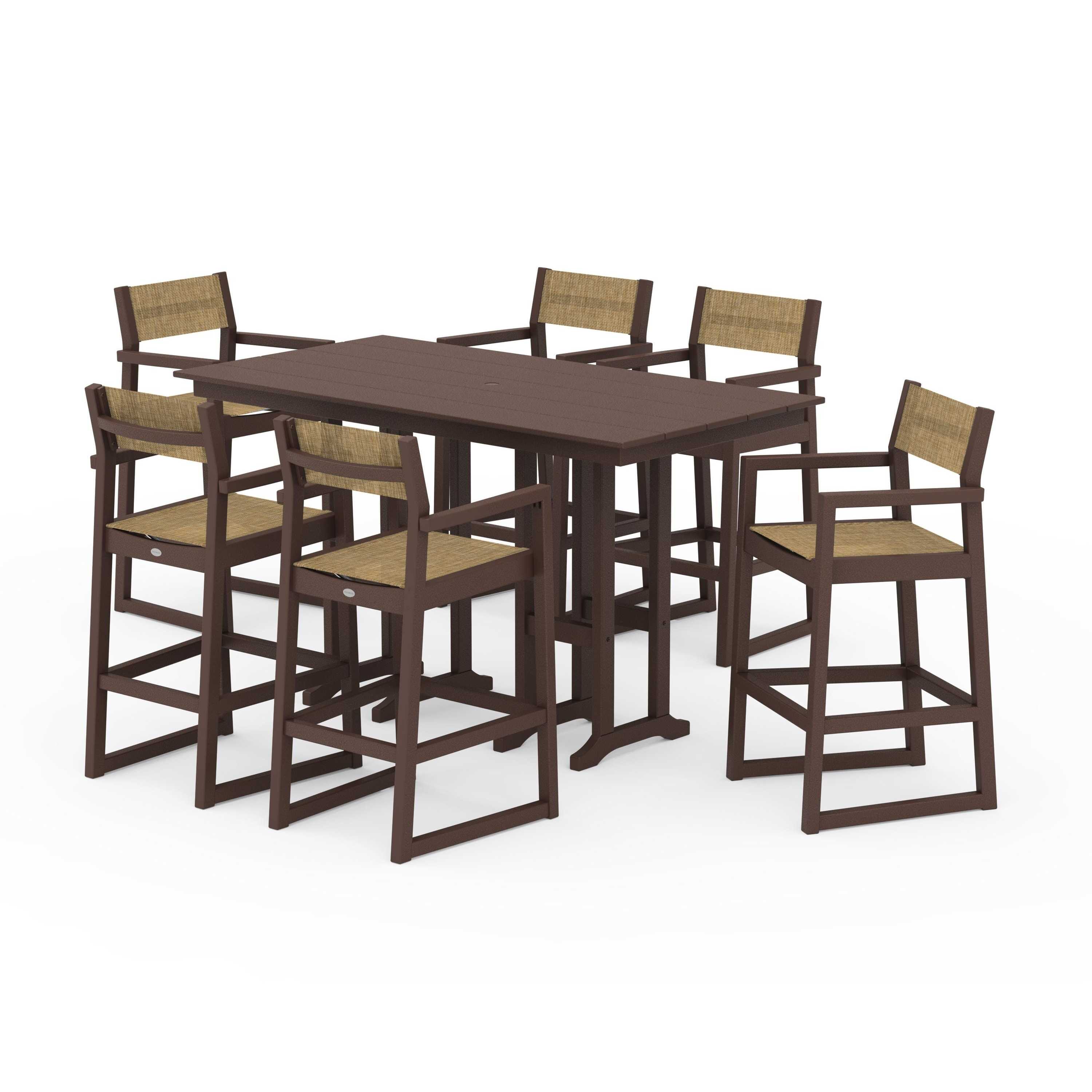 EDGE Sling Arm Chair 7-Piece Farmhouse Bar Set - Image 82