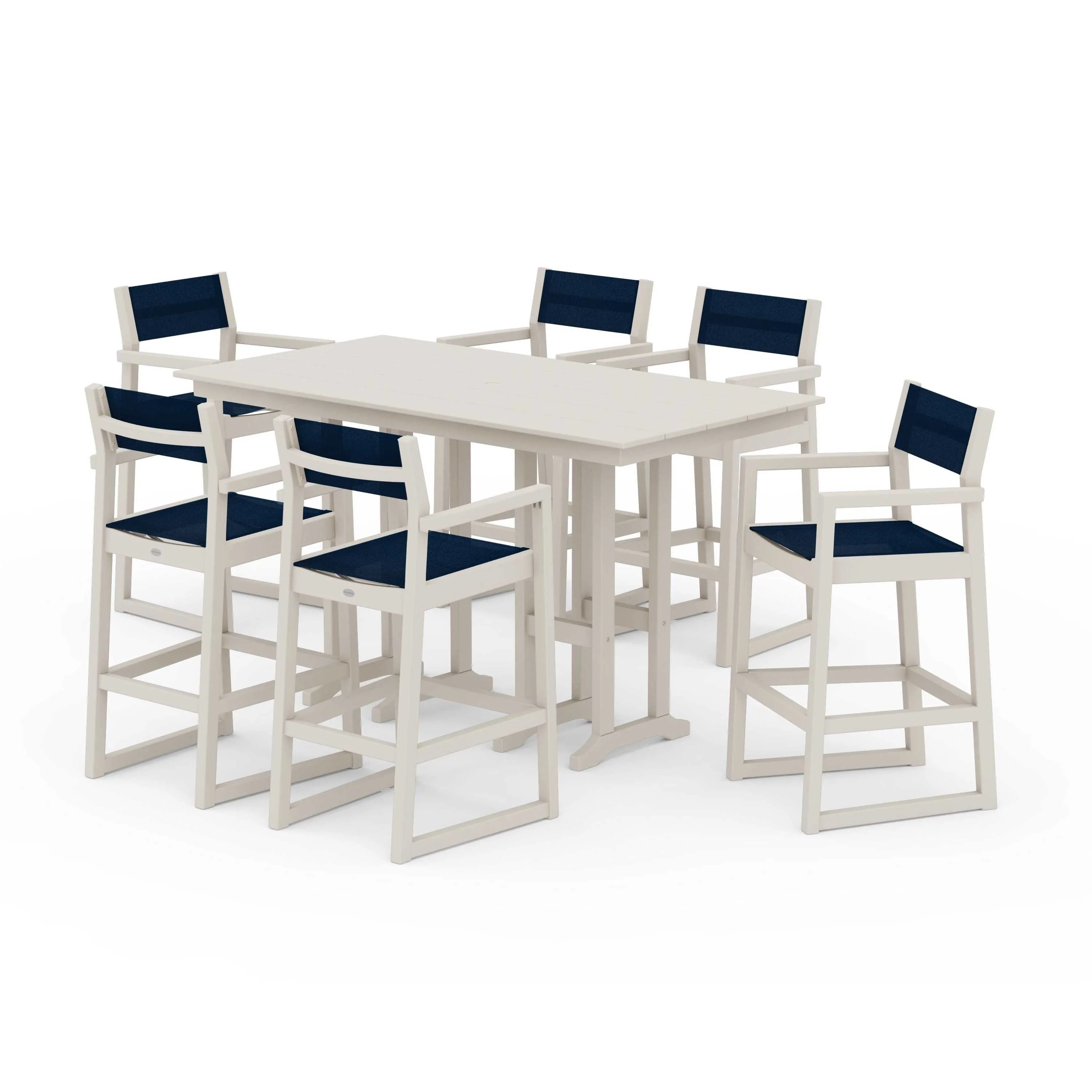 EDGE Sling Arm Chair 7-Piece Farmhouse Bar Set - Image 96