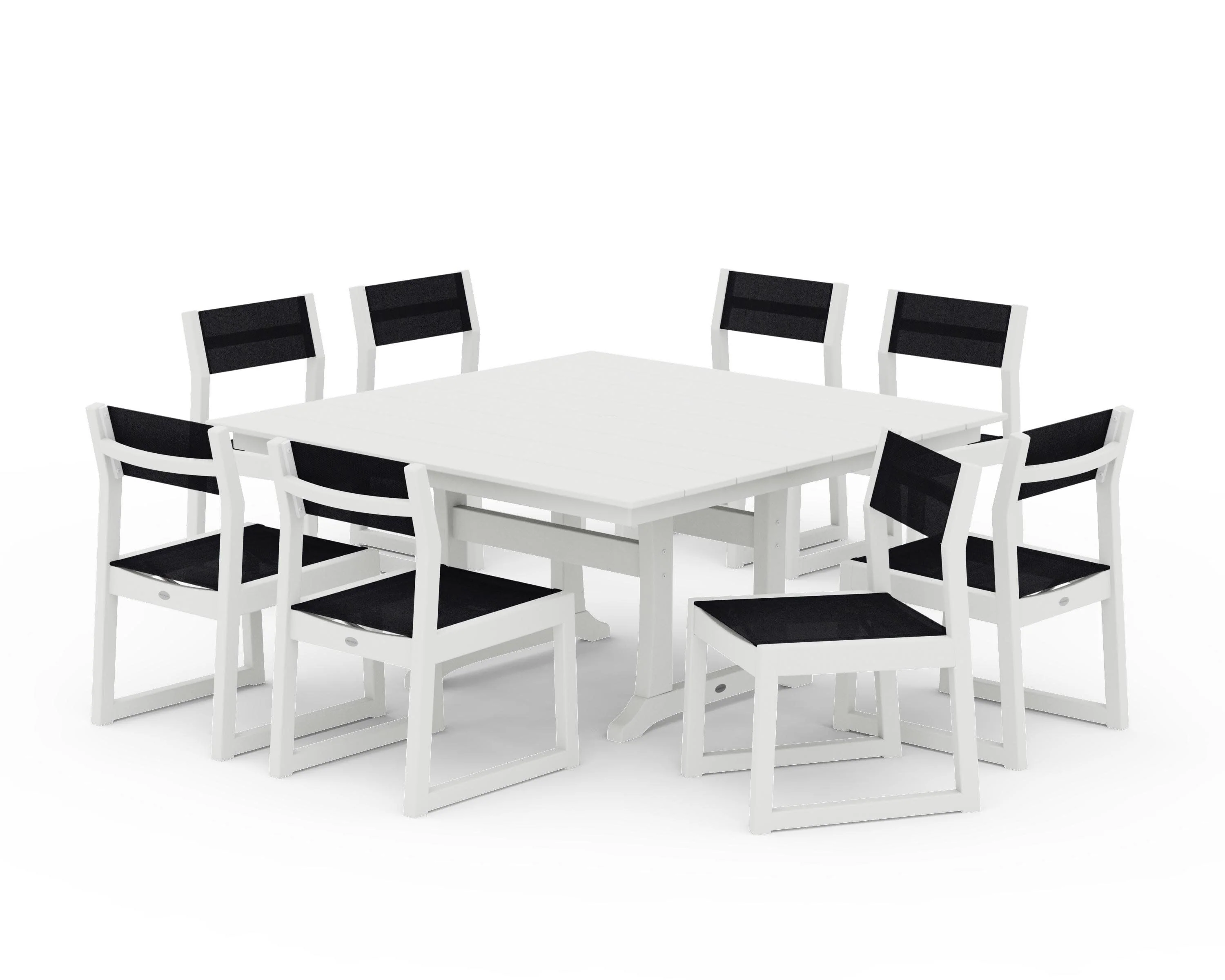 EDGE Sling Side Chair 9-Piece Farmhouse Trestle Dining Set - Image 10