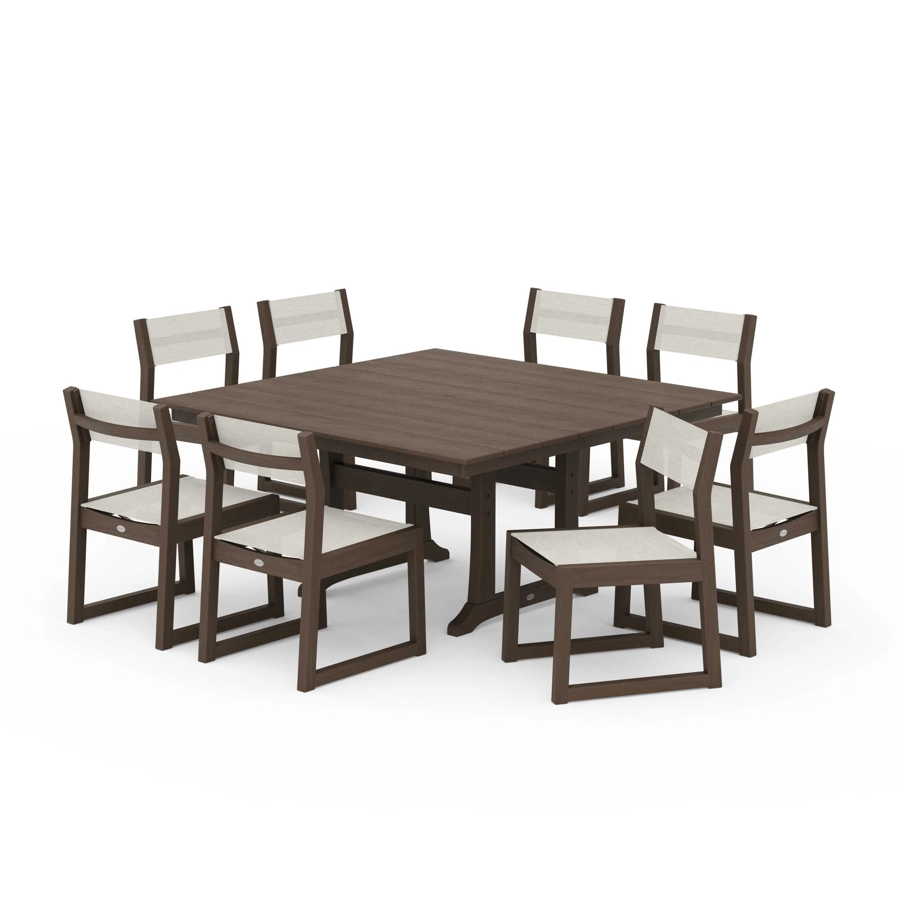 EDGE Sling Side Chair 9-Piece Farmhouse Trestle Dining Set - Image 102