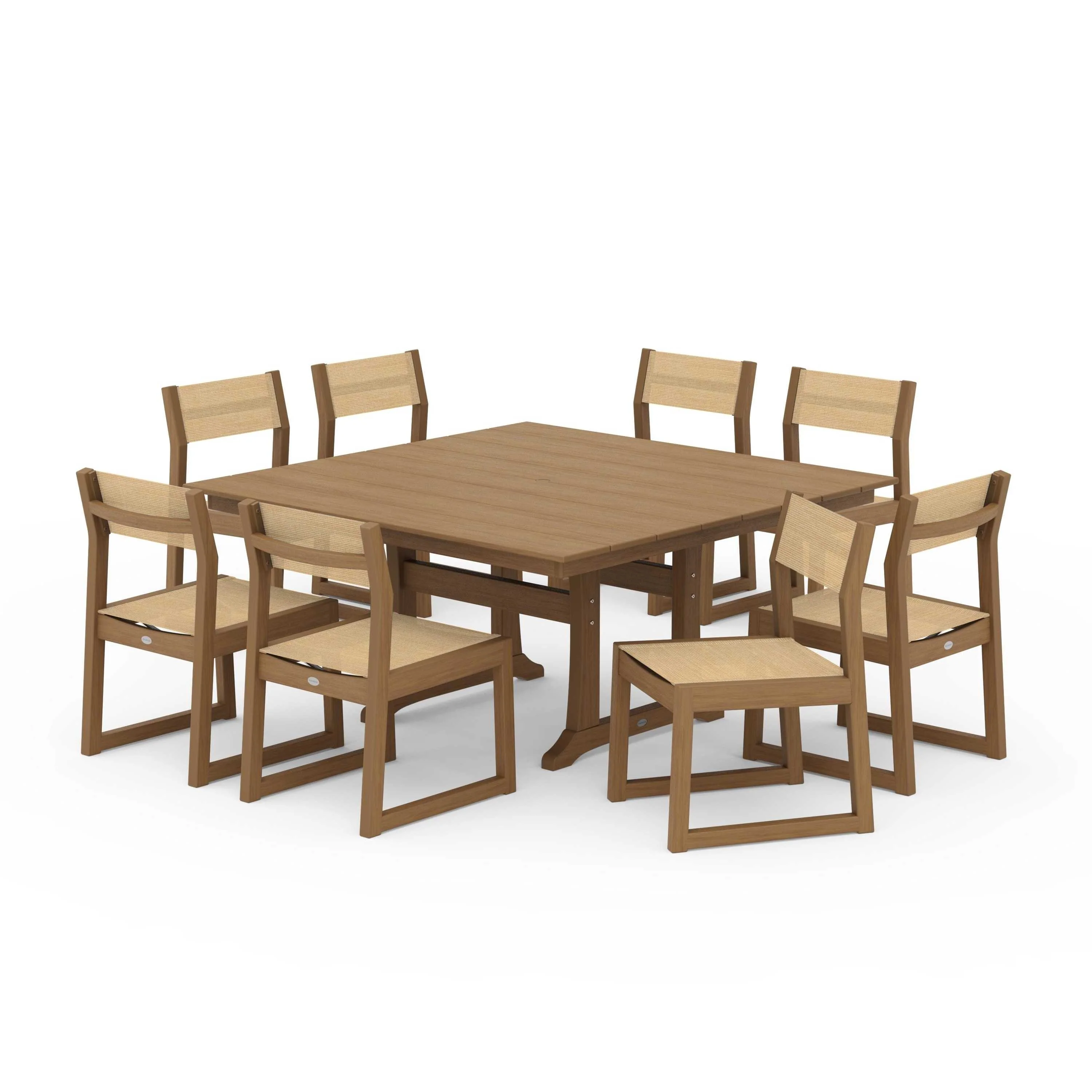 EDGE Sling Side Chair 9-Piece Farmhouse Trestle Dining Set - Image 103