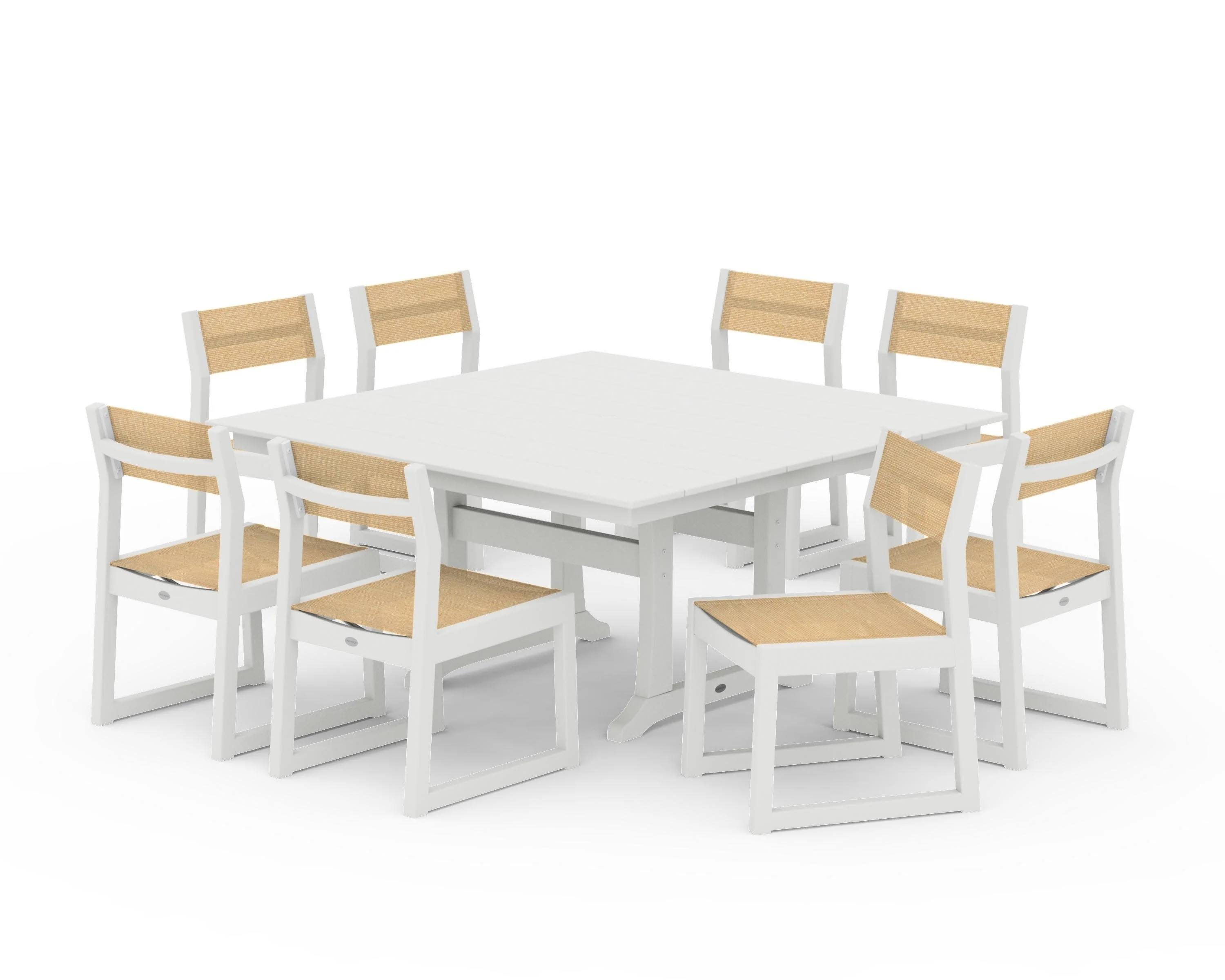 EDGE Sling Side Chair 9-Piece Farmhouse Trestle Dining Set - Image 11