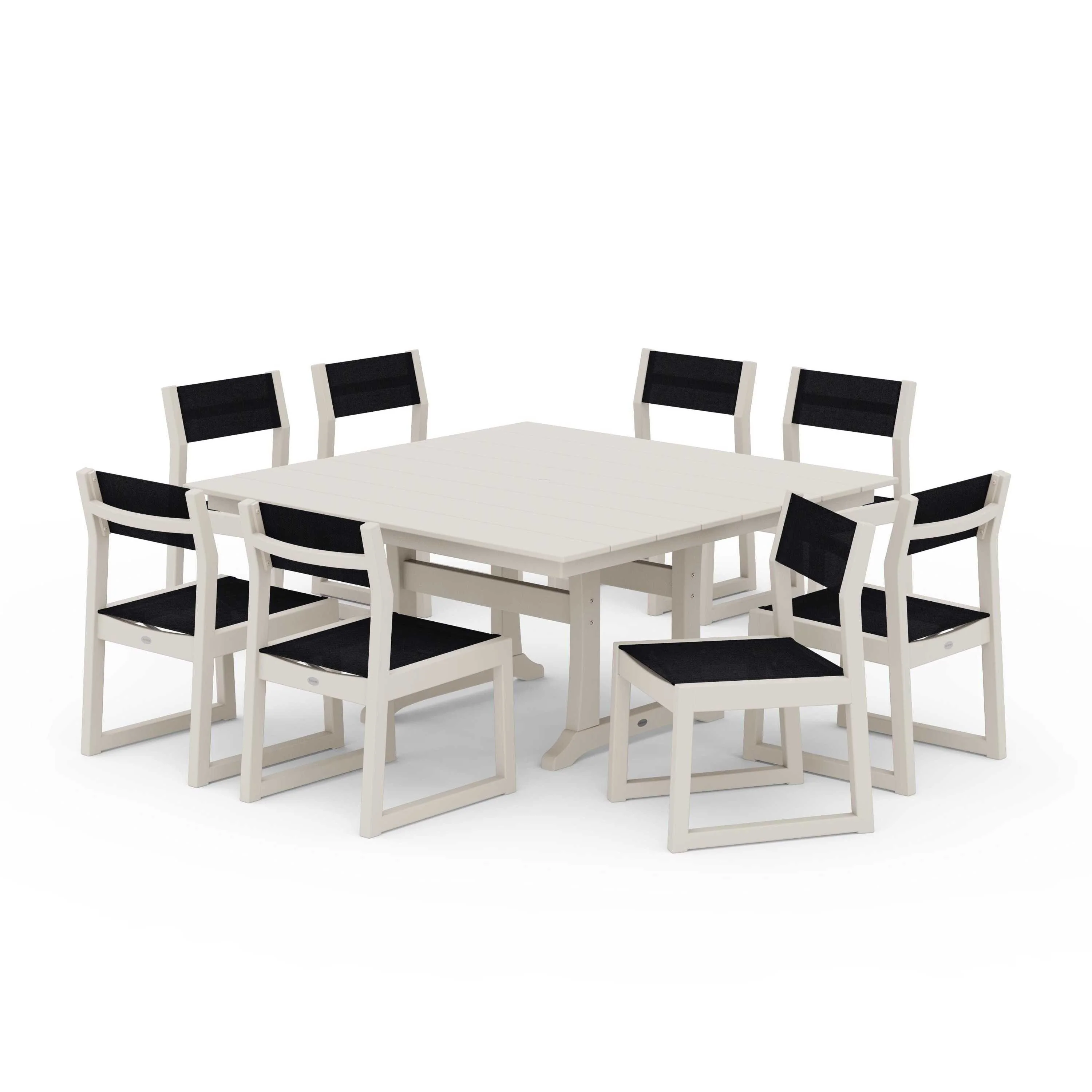 EDGE Sling Side Chair 9-Piece Farmhouse Trestle Dining Set - Image 112
