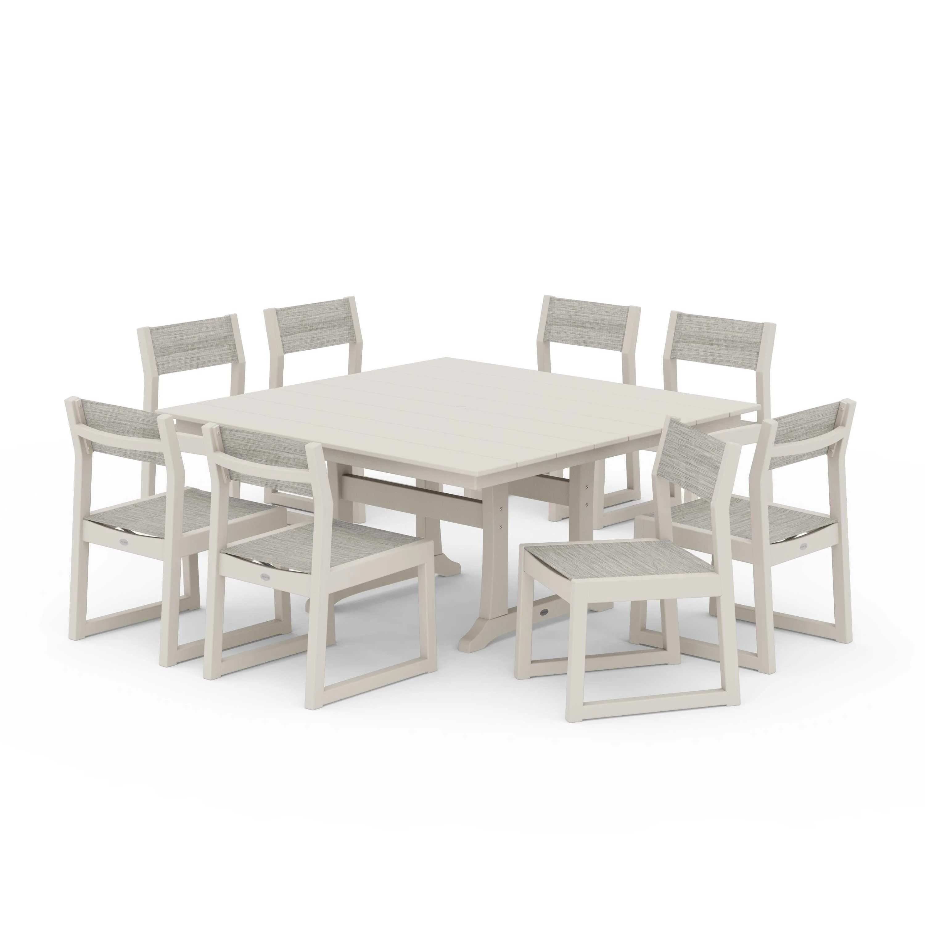 EDGE Sling Side Chair 9-Piece Farmhouse Trestle Dining Set - Image 113