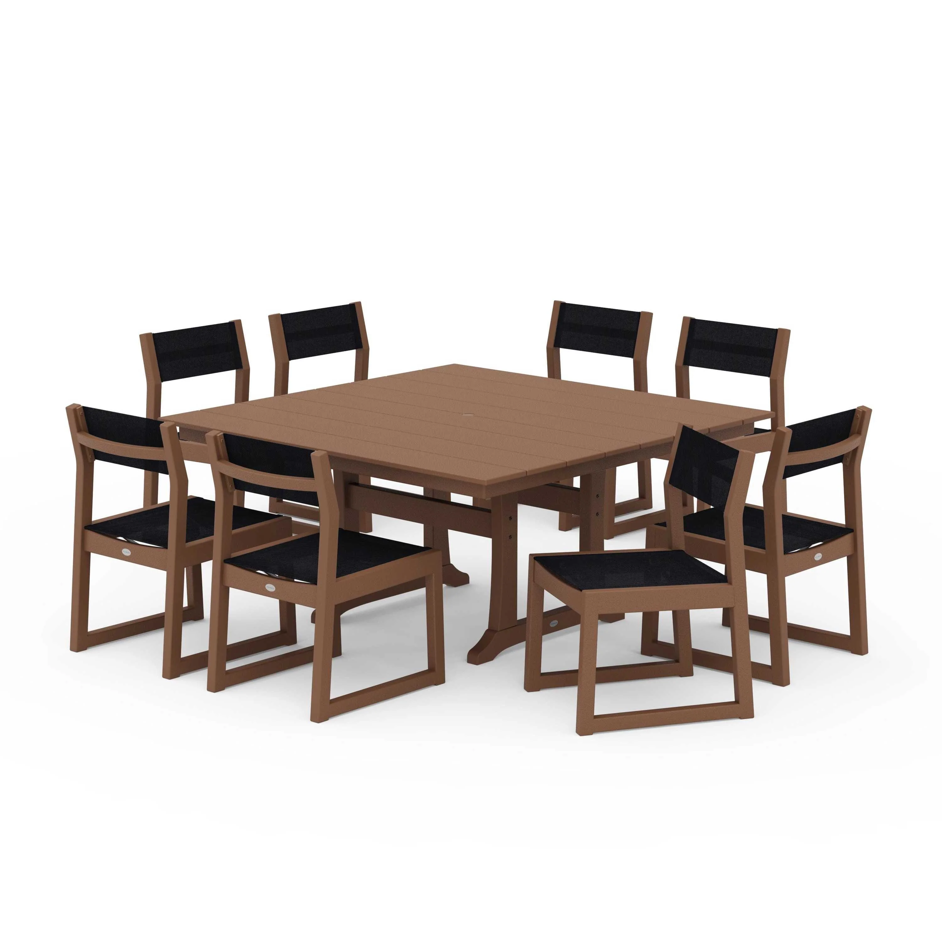 EDGE Sling Side Chair 9-Piece Farmhouse Trestle Dining Set - Image 116