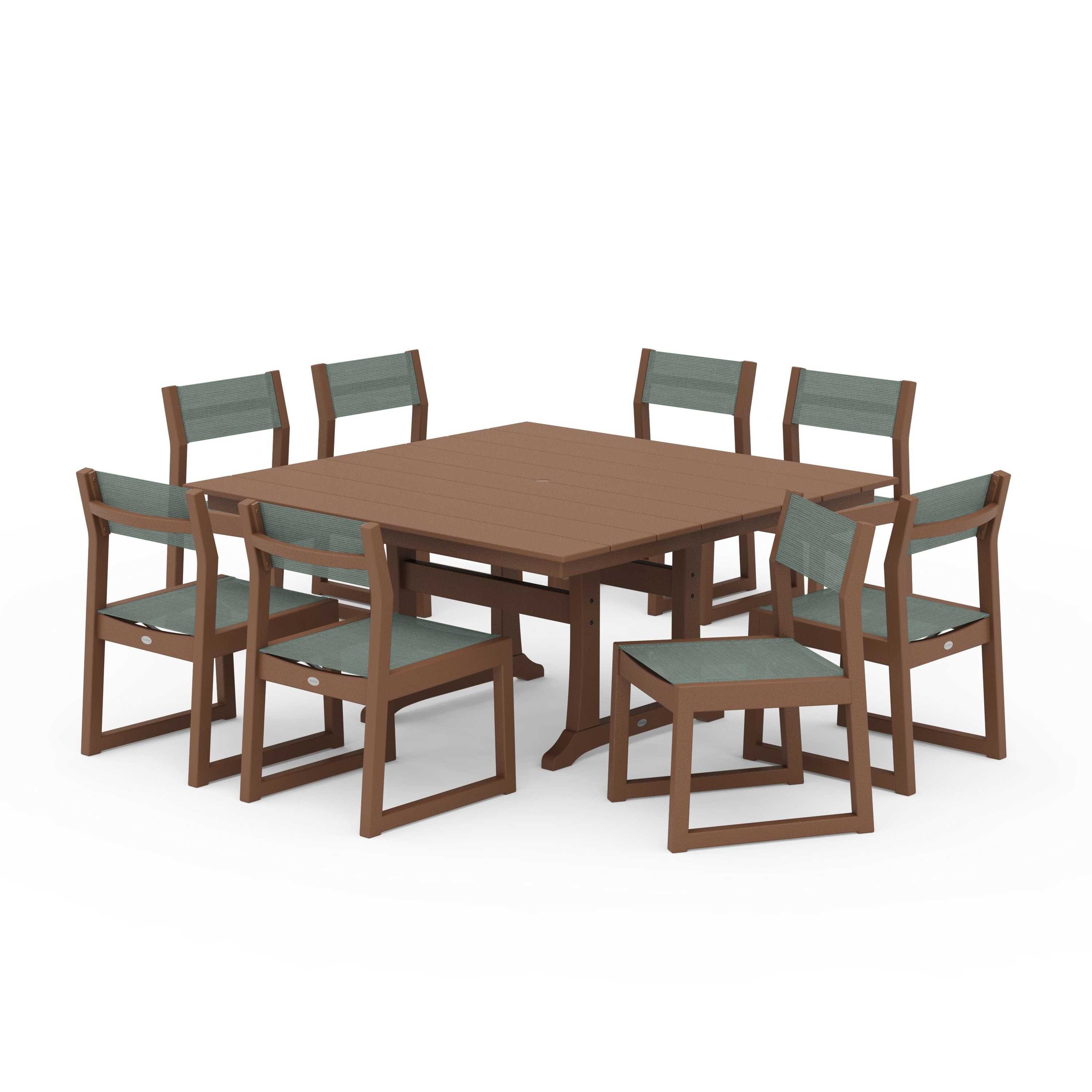 EDGE Sling Side Chair 9-Piece Farmhouse Trestle Dining Set - Image 118