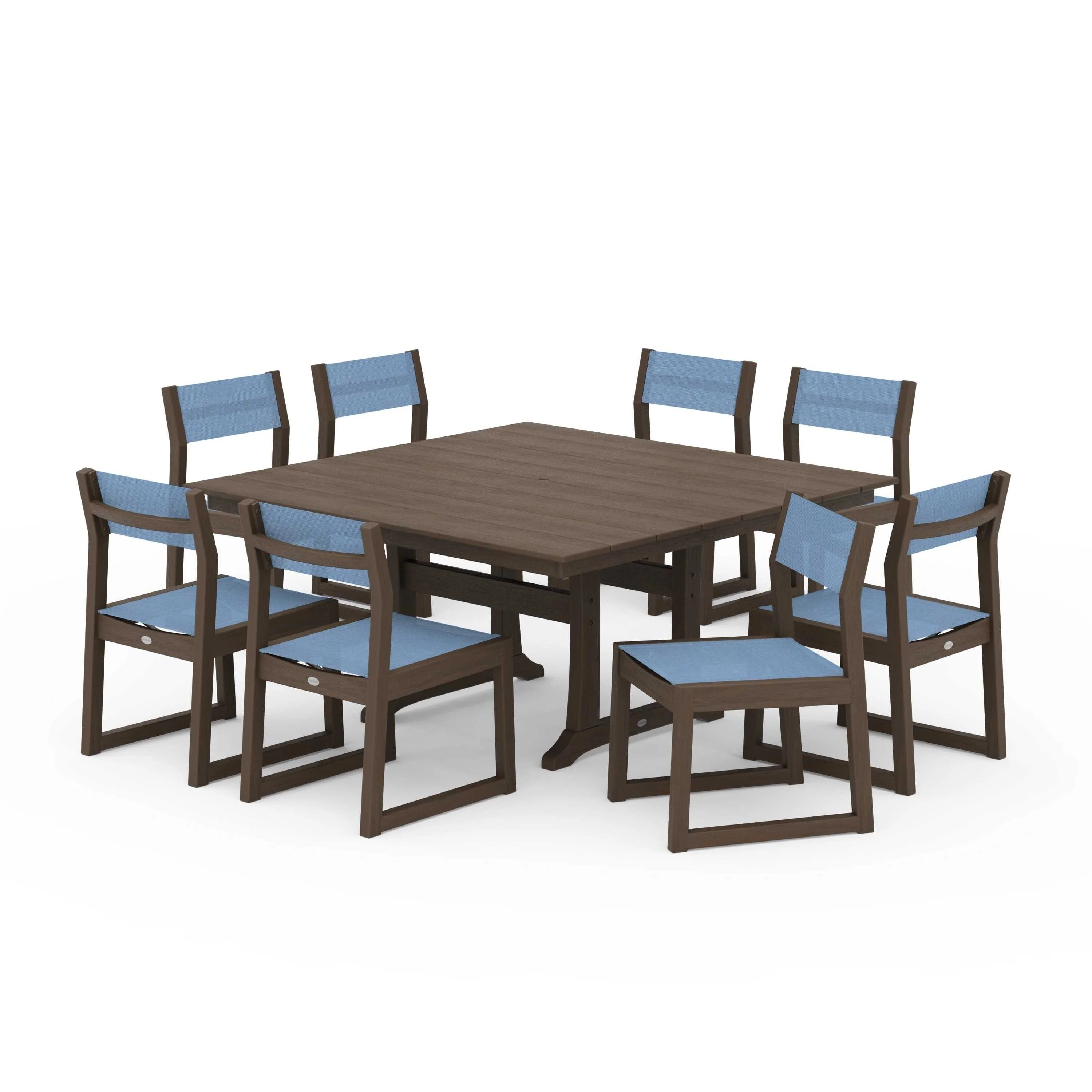 EDGE Sling Side Chair 9-Piece Farmhouse Trestle Dining Set - Image 119