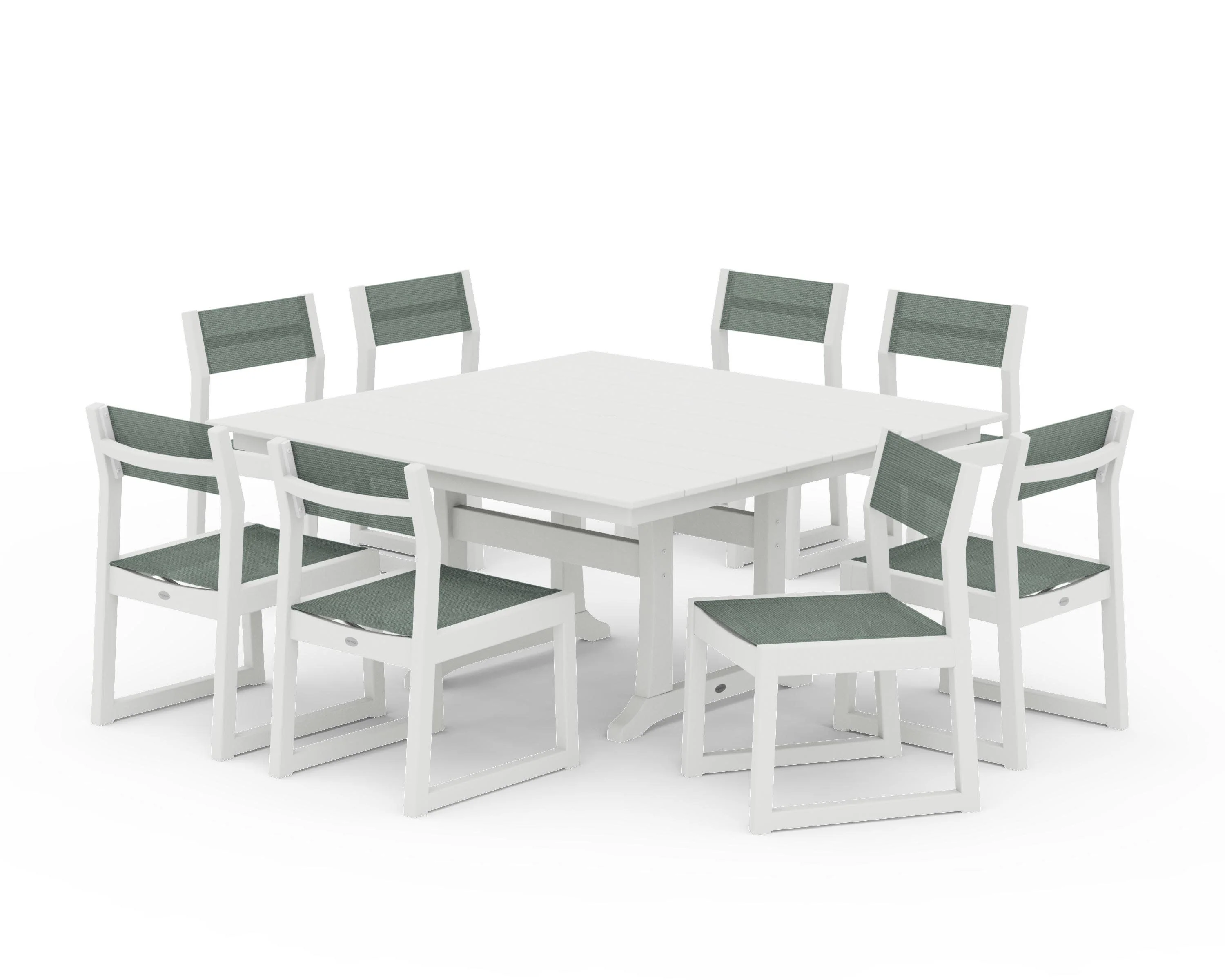 EDGE Sling Side Chair 9-Piece Farmhouse Trestle Dining Set - Image 12
