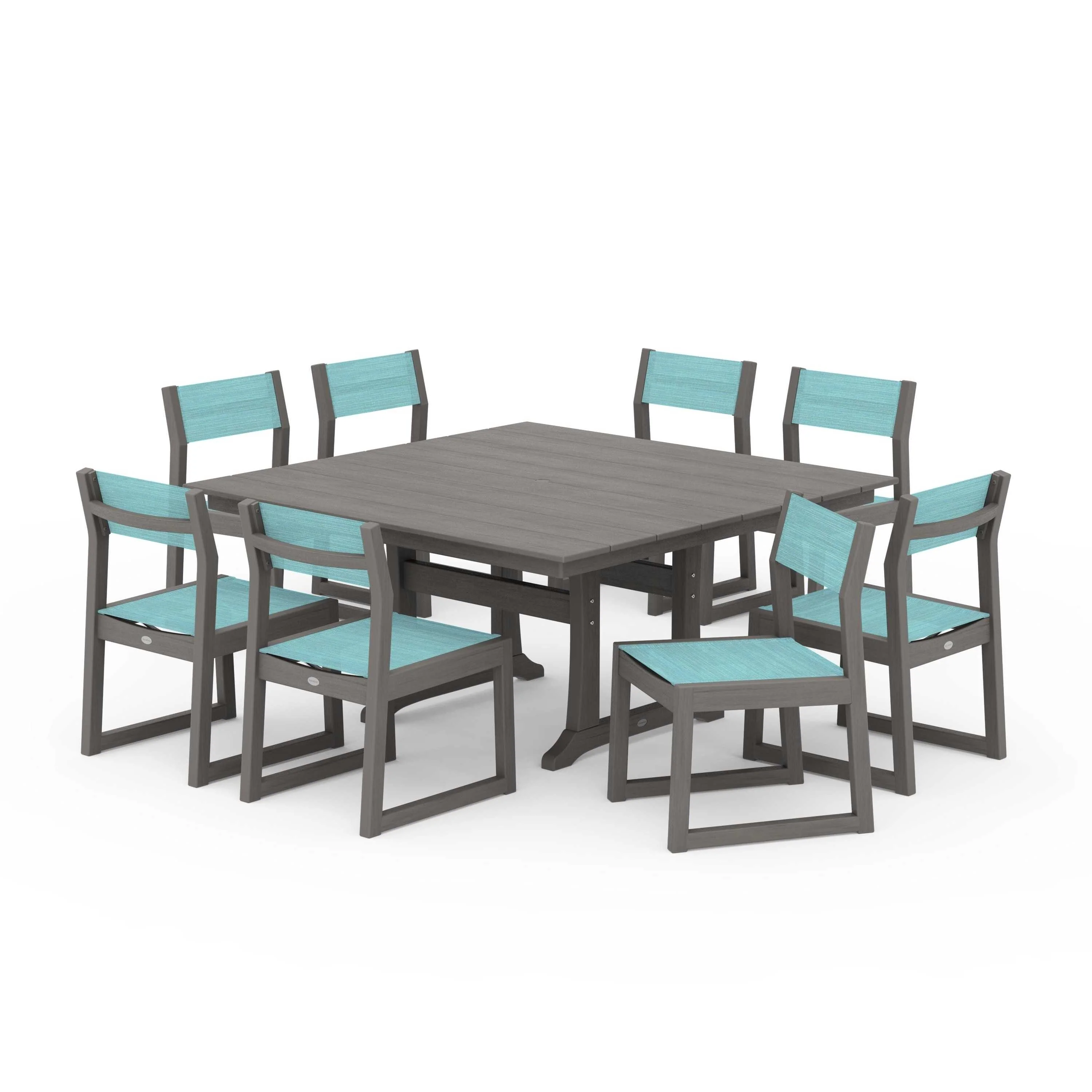 EDGE Sling Side Chair 9-Piece Farmhouse Trestle Dining Set - Image 120