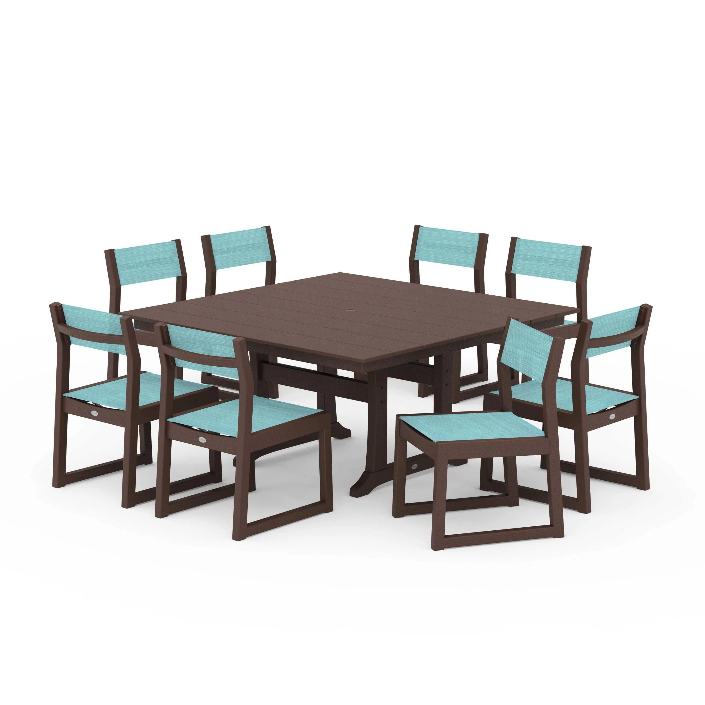EDGE Sling Side Chair 9-Piece Farmhouse Trestle Dining Set - Image 122