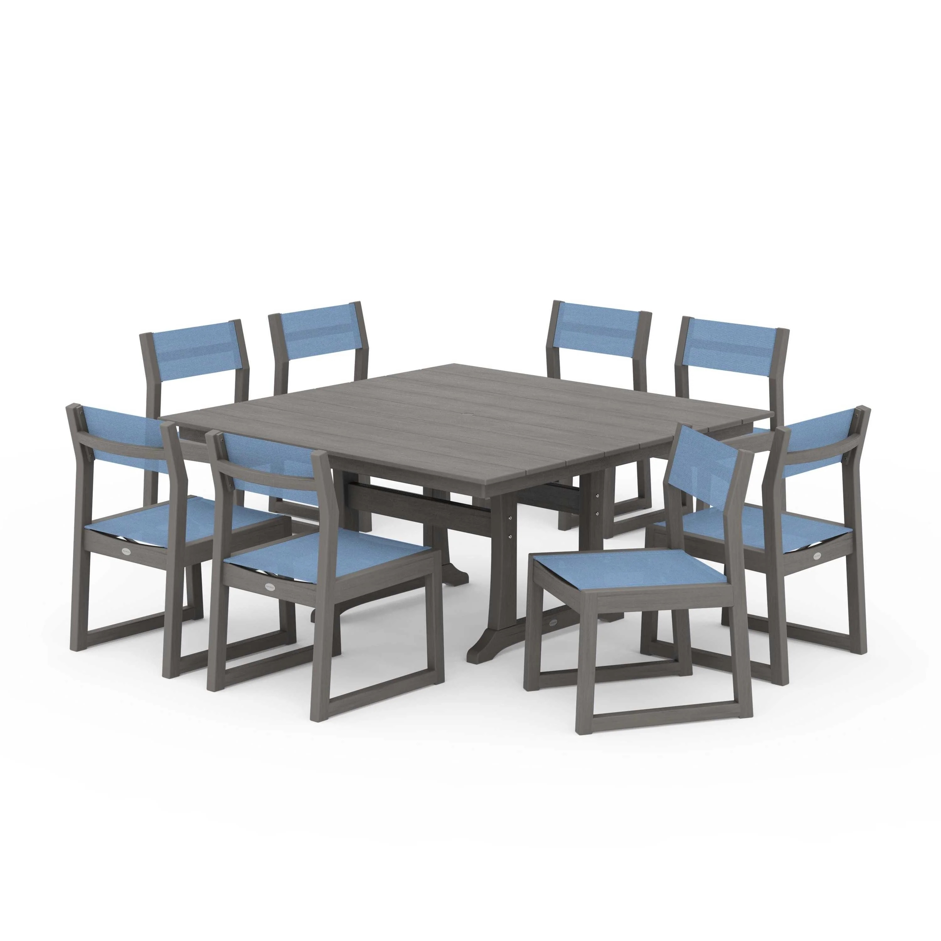 EDGE Sling Side Chair 9-Piece Farmhouse Trestle Dining Set - Image 125