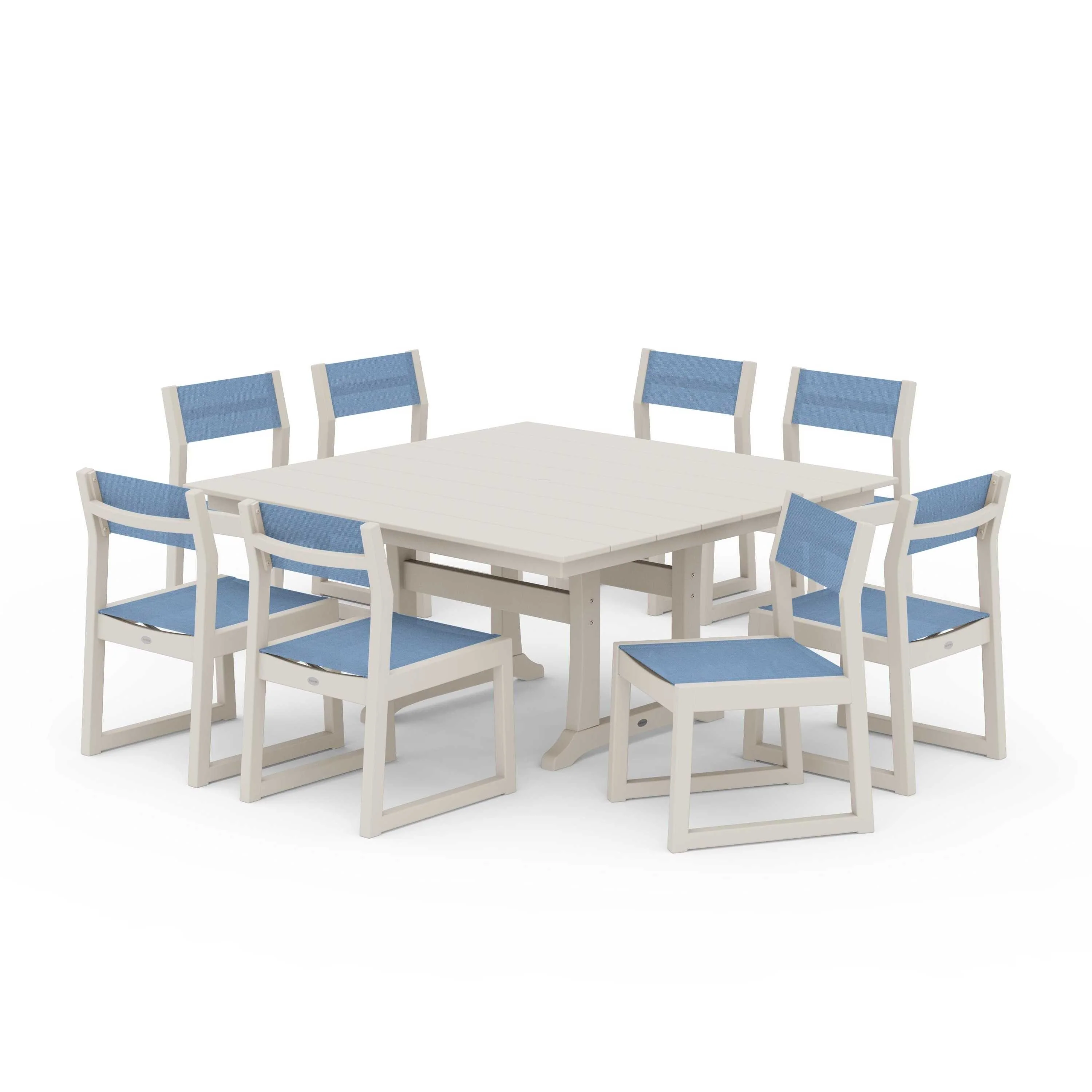 EDGE Sling Side Chair 9-Piece Farmhouse Trestle Dining Set - Image 127