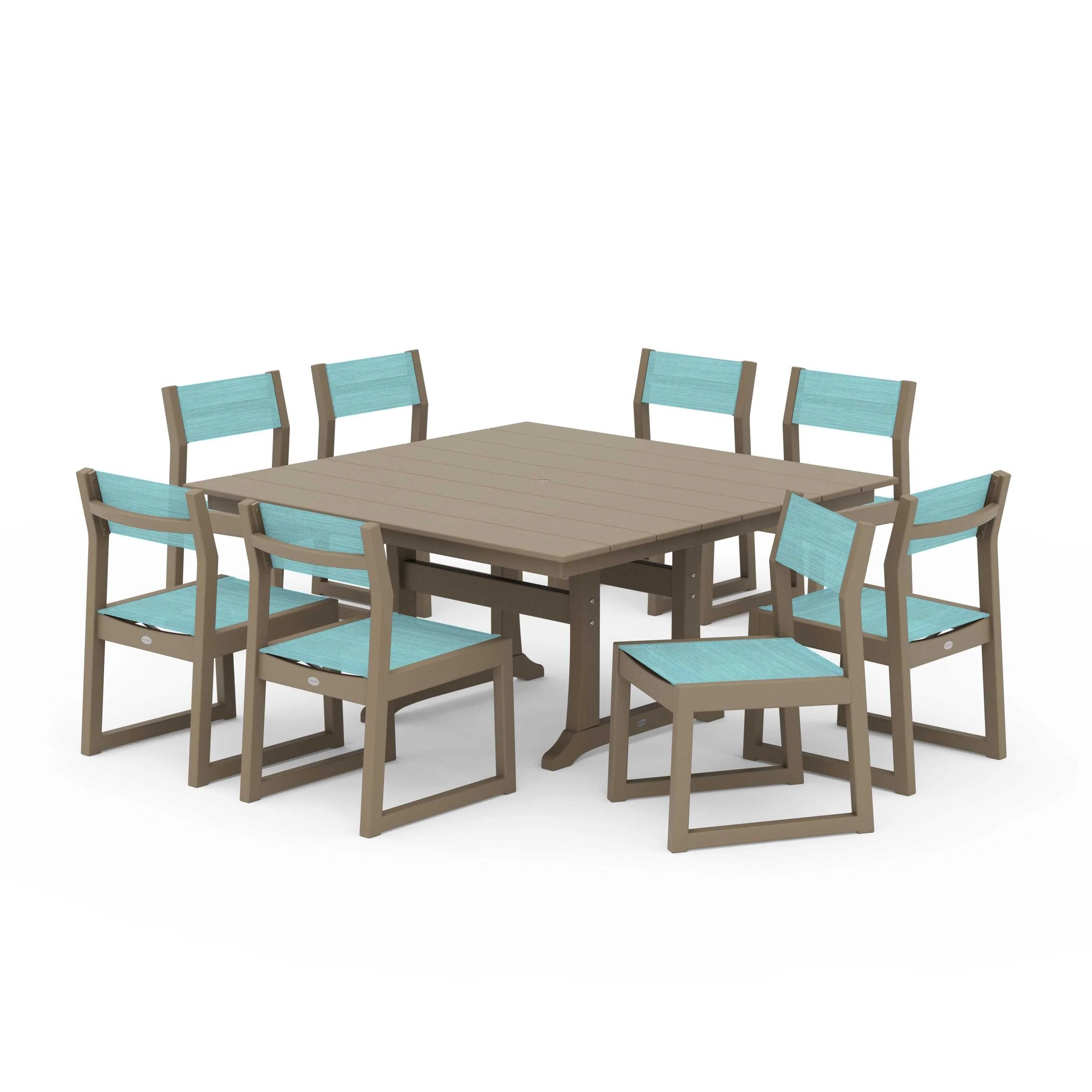 EDGE Sling Side Chair 9-Piece Farmhouse Trestle Dining Set - Image 129