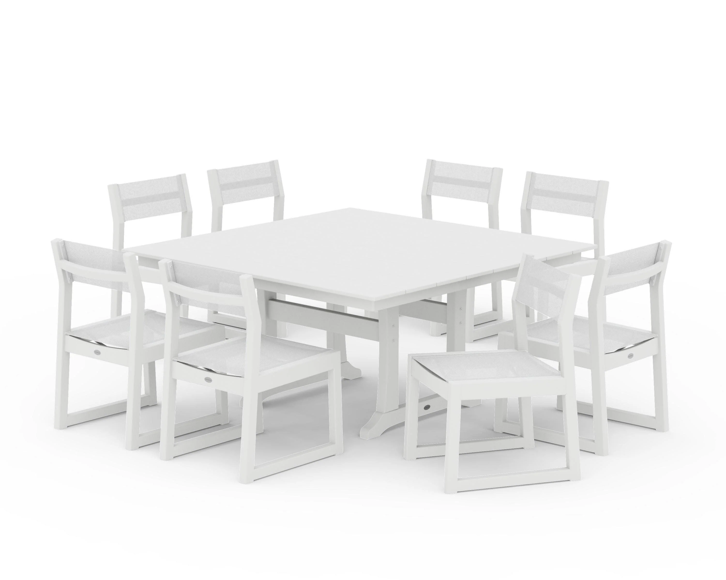 EDGE Sling Side Chair 9-Piece Farmhouse Trestle Dining Set - Image 13