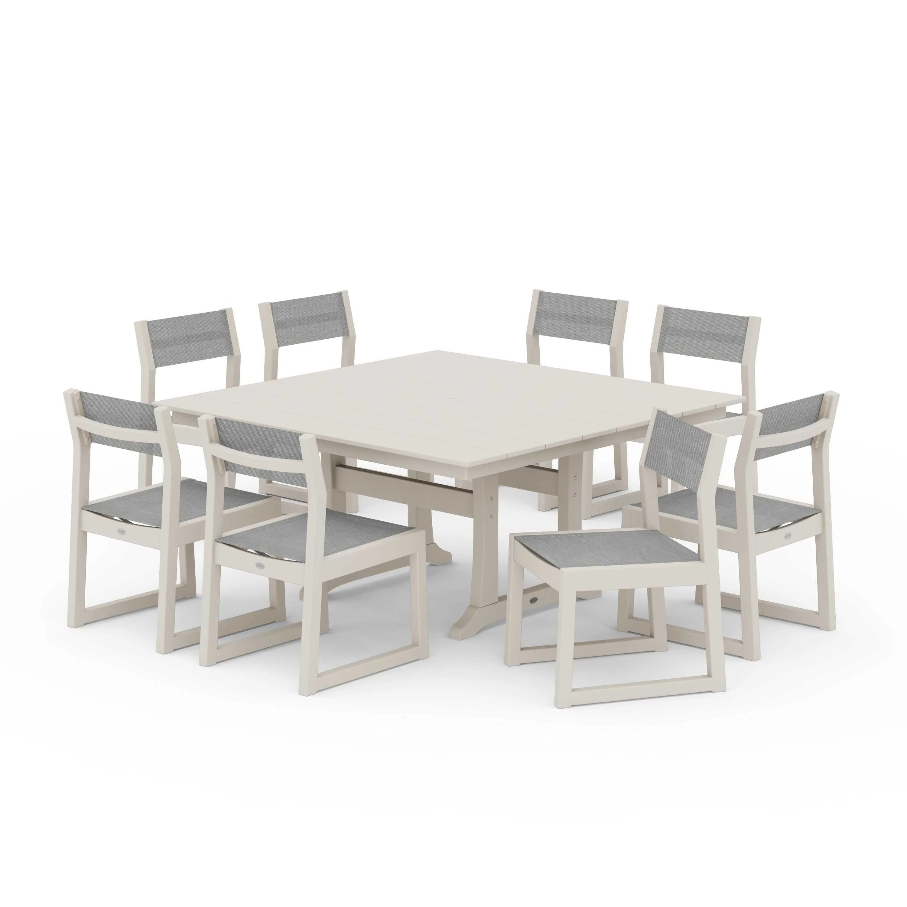EDGE Sling Side Chair 9-Piece Farmhouse Trestle Dining Set - Image 132