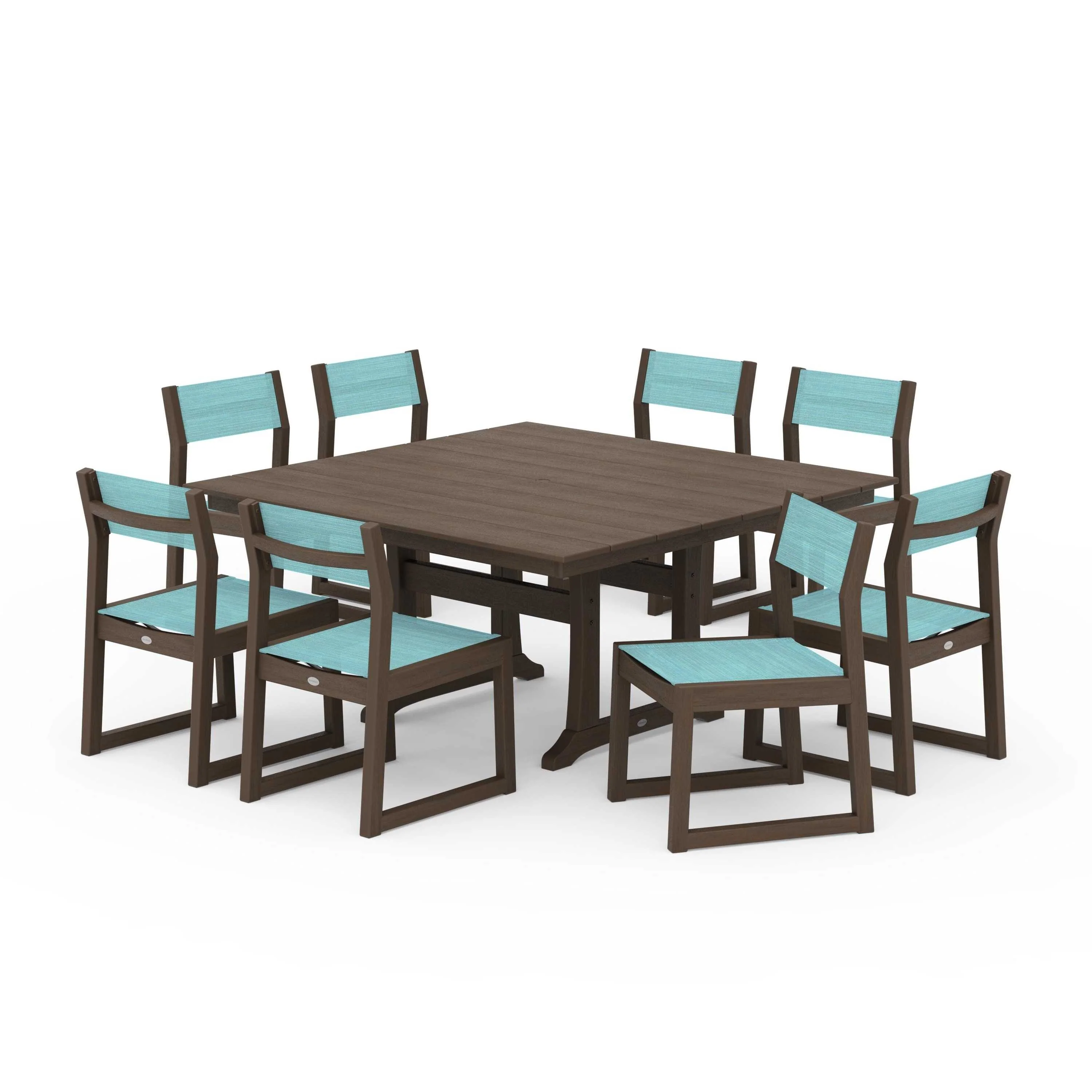 EDGE Sling Side Chair 9-Piece Farmhouse Trestle Dining Set - Image 134