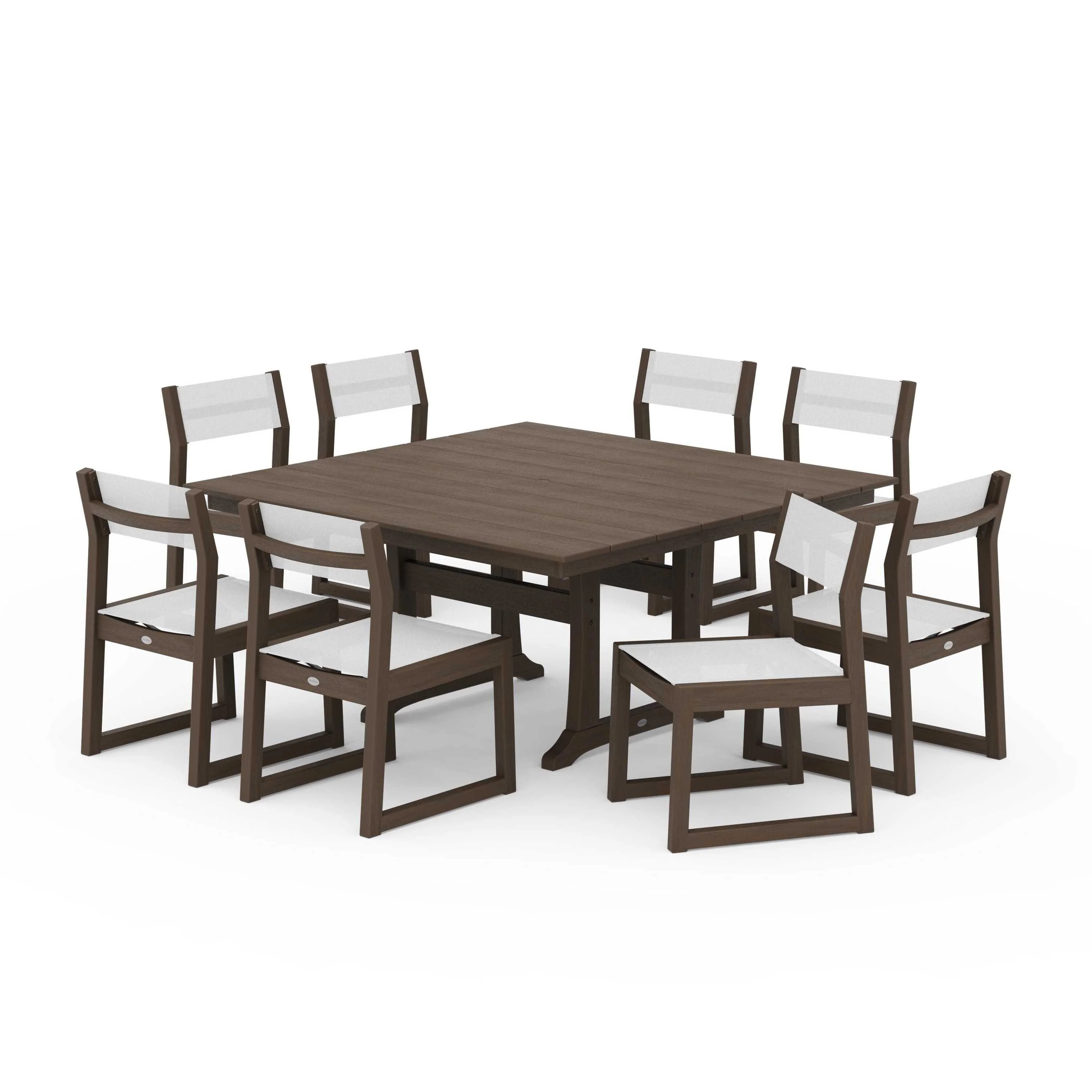EDGE Sling Side Chair 9-Piece Farmhouse Trestle Dining Set - Image 137